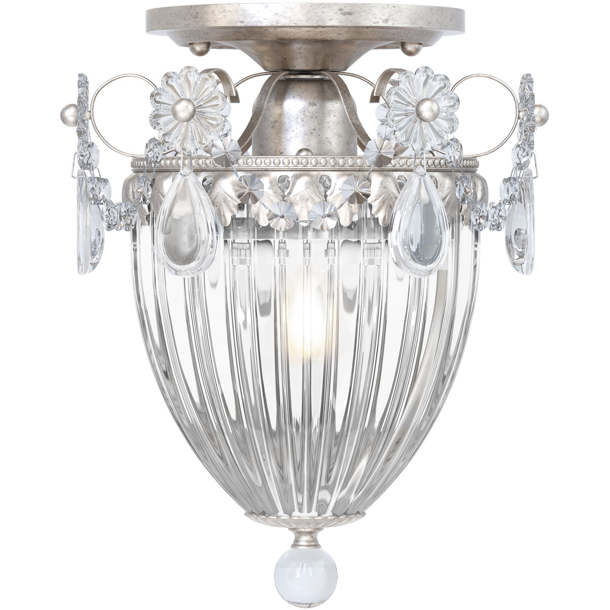 Bagatelle 1 Light 8 inch Antique Silver Semi Flush Mount Ceiling Light in Spectra 