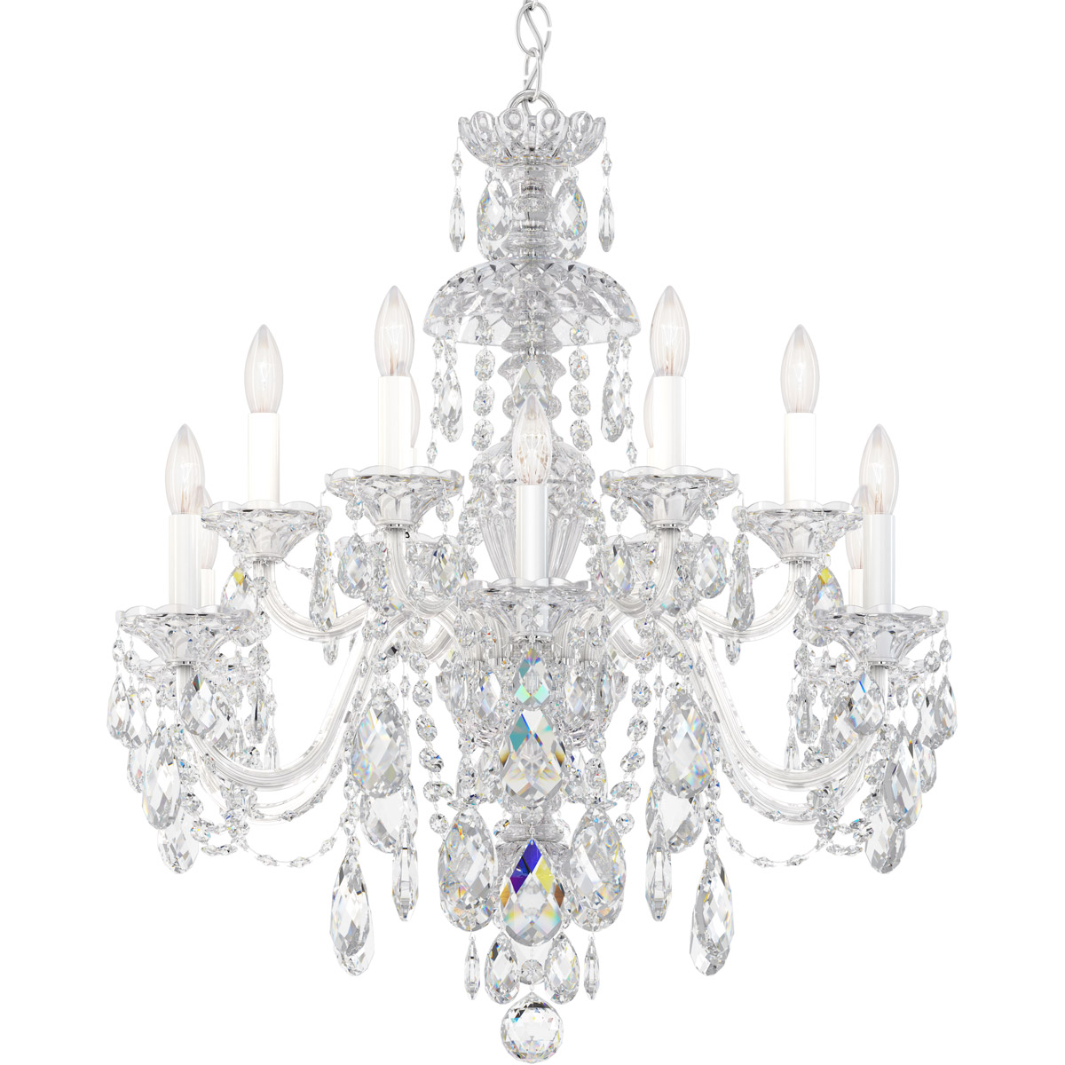 Sterling 12 Light 29 inch Polished Silver Chandelier Ceiling Light in Swarovski