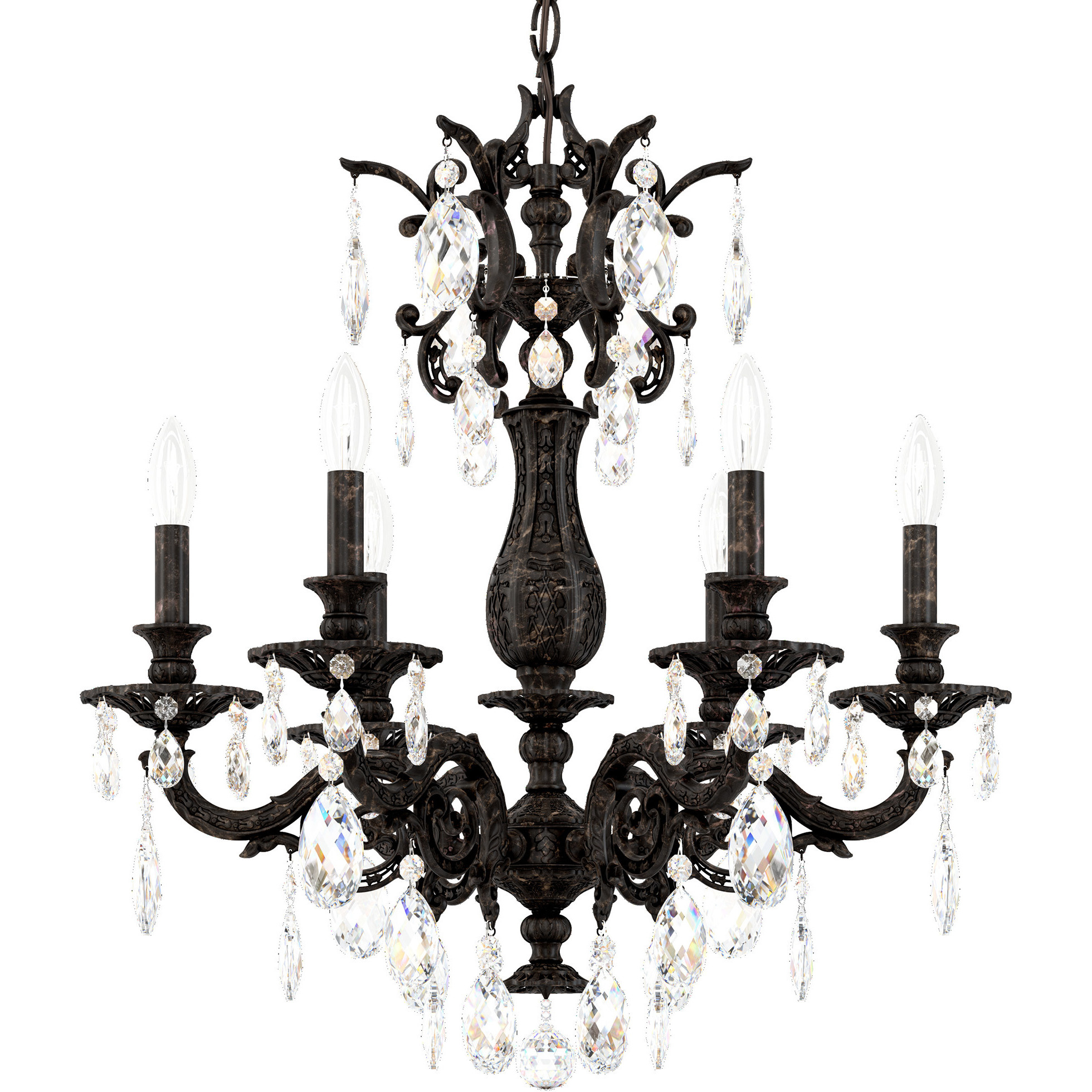 Milano 6 Light Heirloom Bronze Chandelier Ceiling Light in Heritage