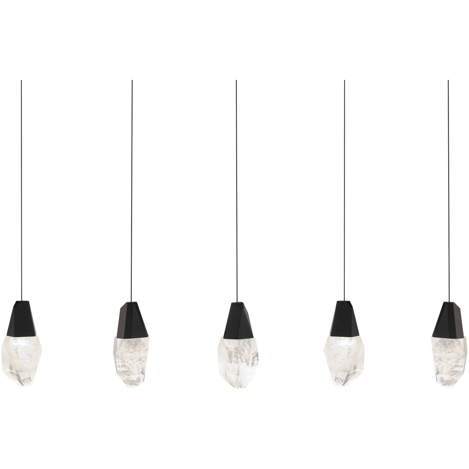 Beyond Martini LED 5.5 inch Black Multi-Light Pendant Ceiling Light in Optic Haze, Linear Canopy