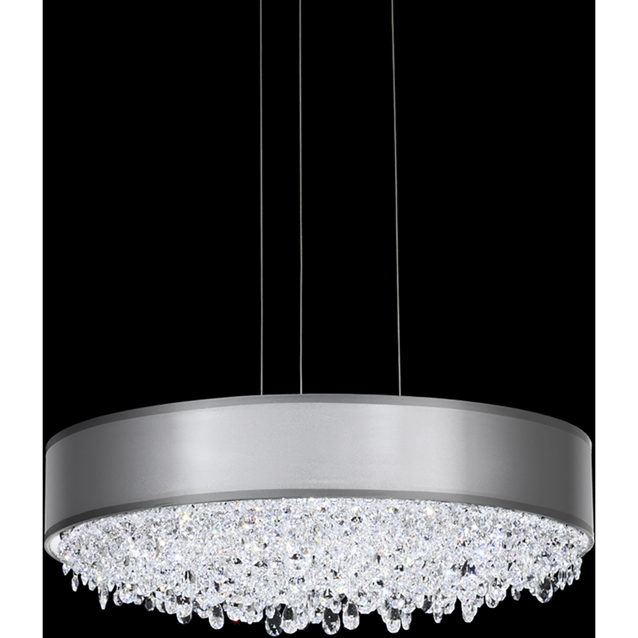 Signature Eclyptix LED 19.4 inch Polished Stainless Steel Pendant Ceiling Light in Wavy Layout, Silver, Wavy Layout