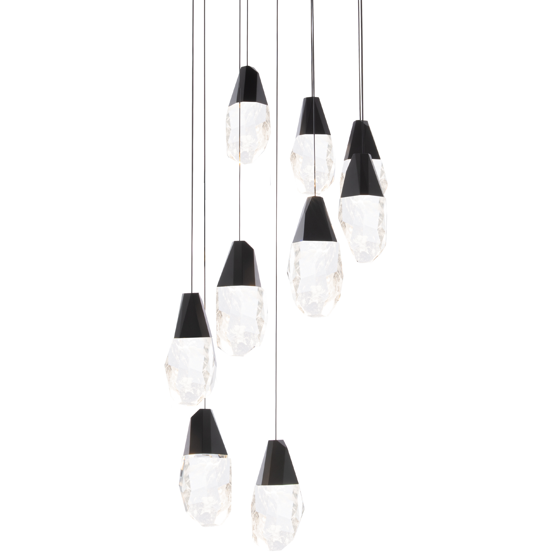 Beyond Martini LED 17 inch Black Multi-Light Pendant Ceiling Light in Optic Haze, Beyond