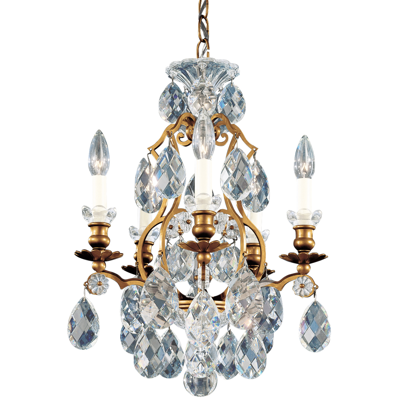 Renaissance 5 Light 14.5 inch French Gold Chandelier Ceiling Light in Swarovski