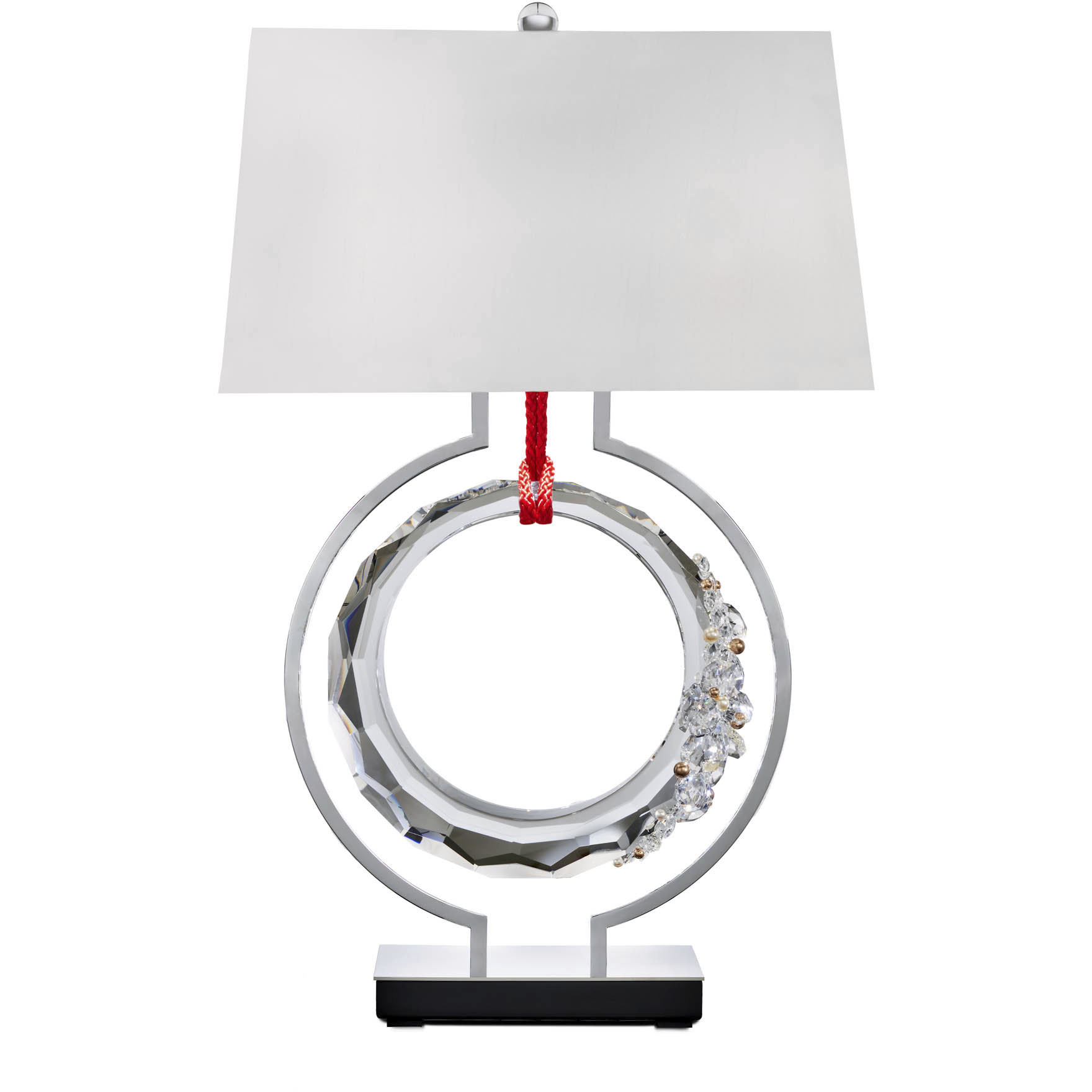 Forever Serenity 29.6 inch 7 watt Polished Chrome Table Lamp Portable Light in Red Rope, Red Rope