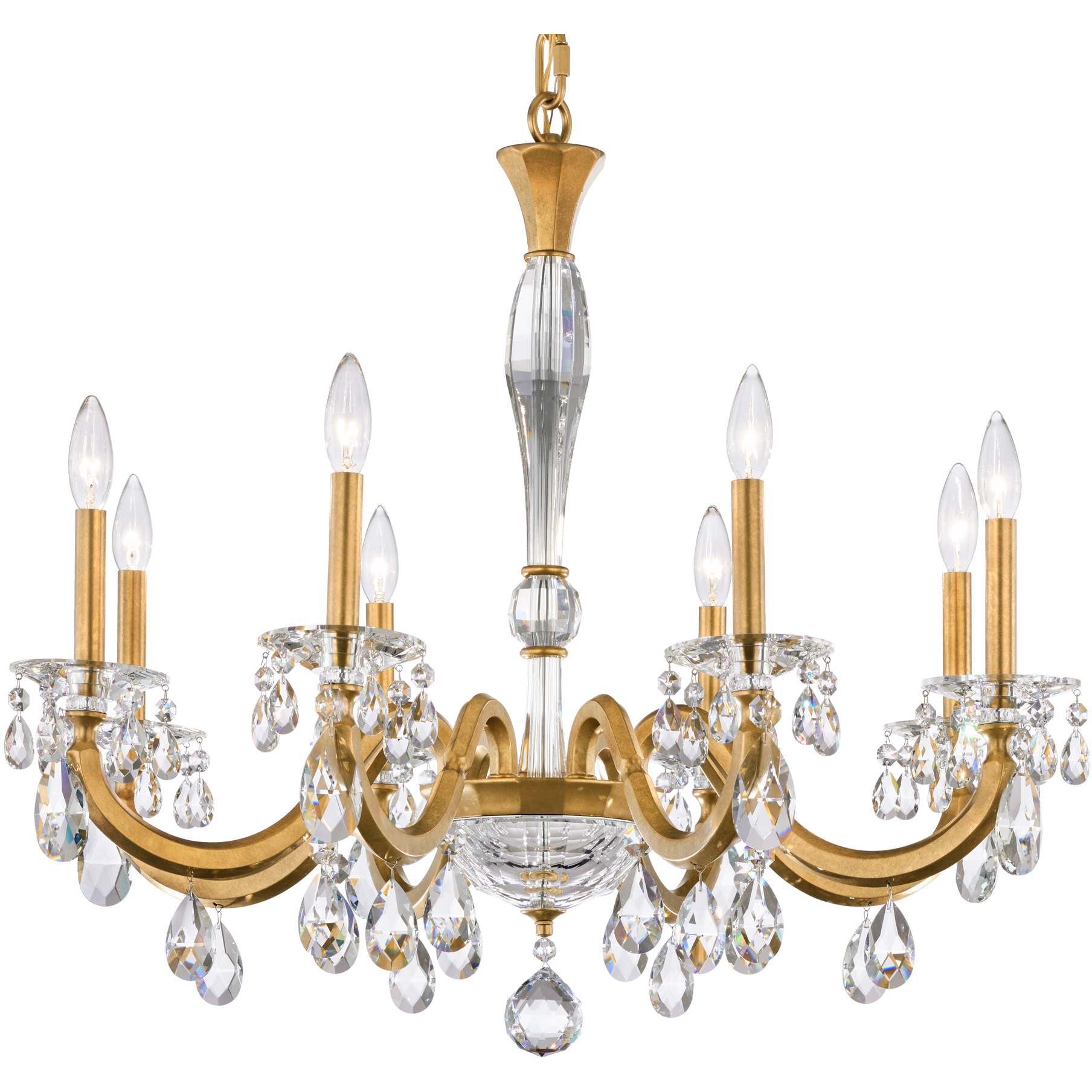 Signature San Marco 8 Light 32.3 inch Heirloom Gold Chandelier Ceiling Light, Schonbek Signature