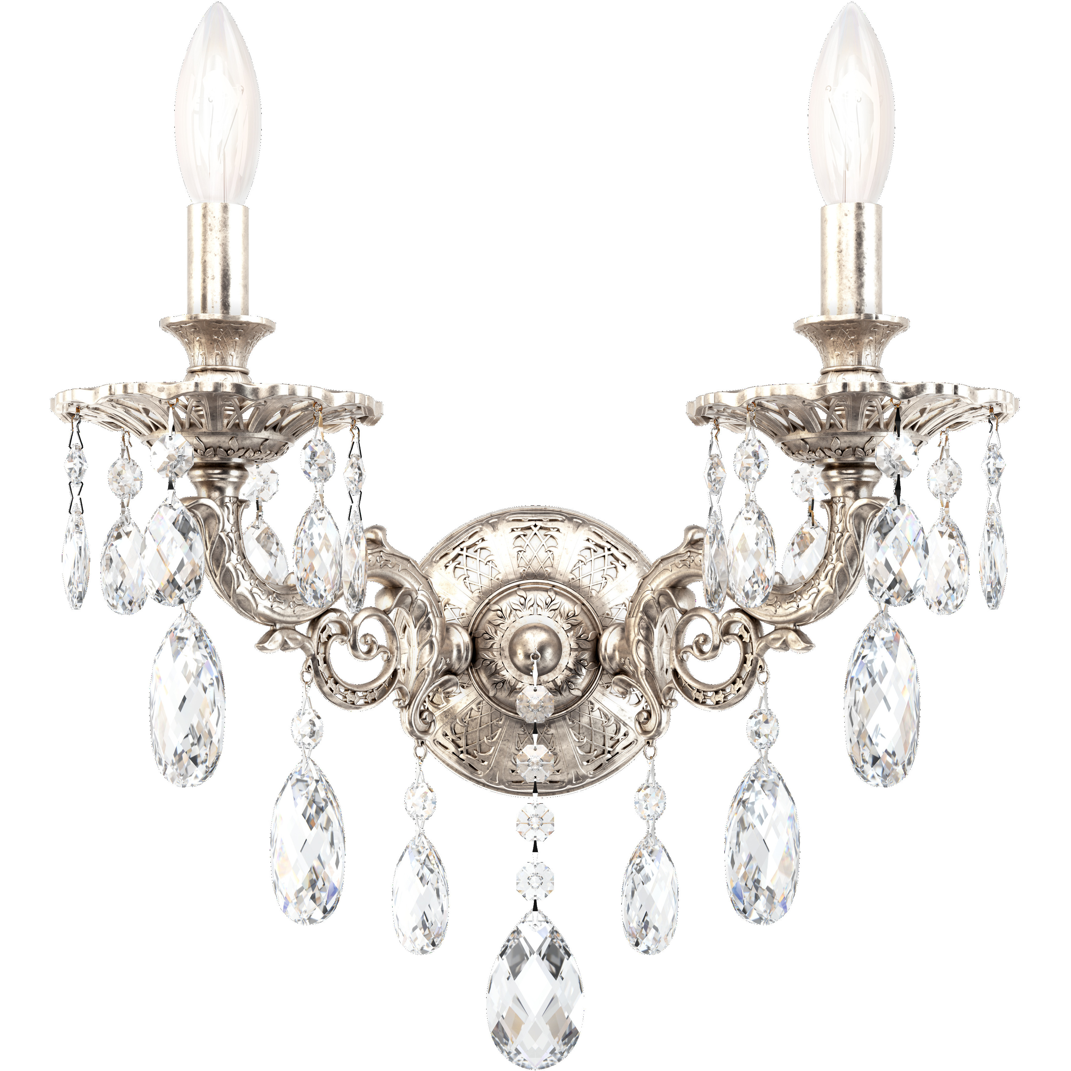 Milano 2 Light 7.5 inch Antique Silver Wall Sconce Wall Light in Radiance