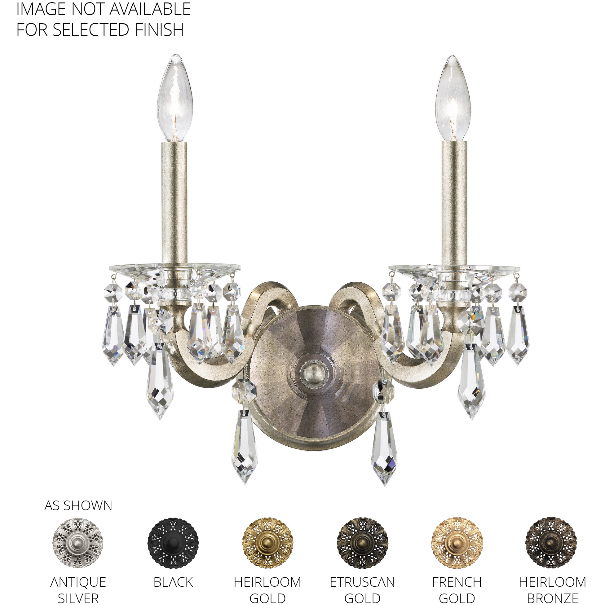 Signature Napoli 2 Light 5.88 inch Heirloom Gold Wall Sconce Wall Light, Schonbek Signature