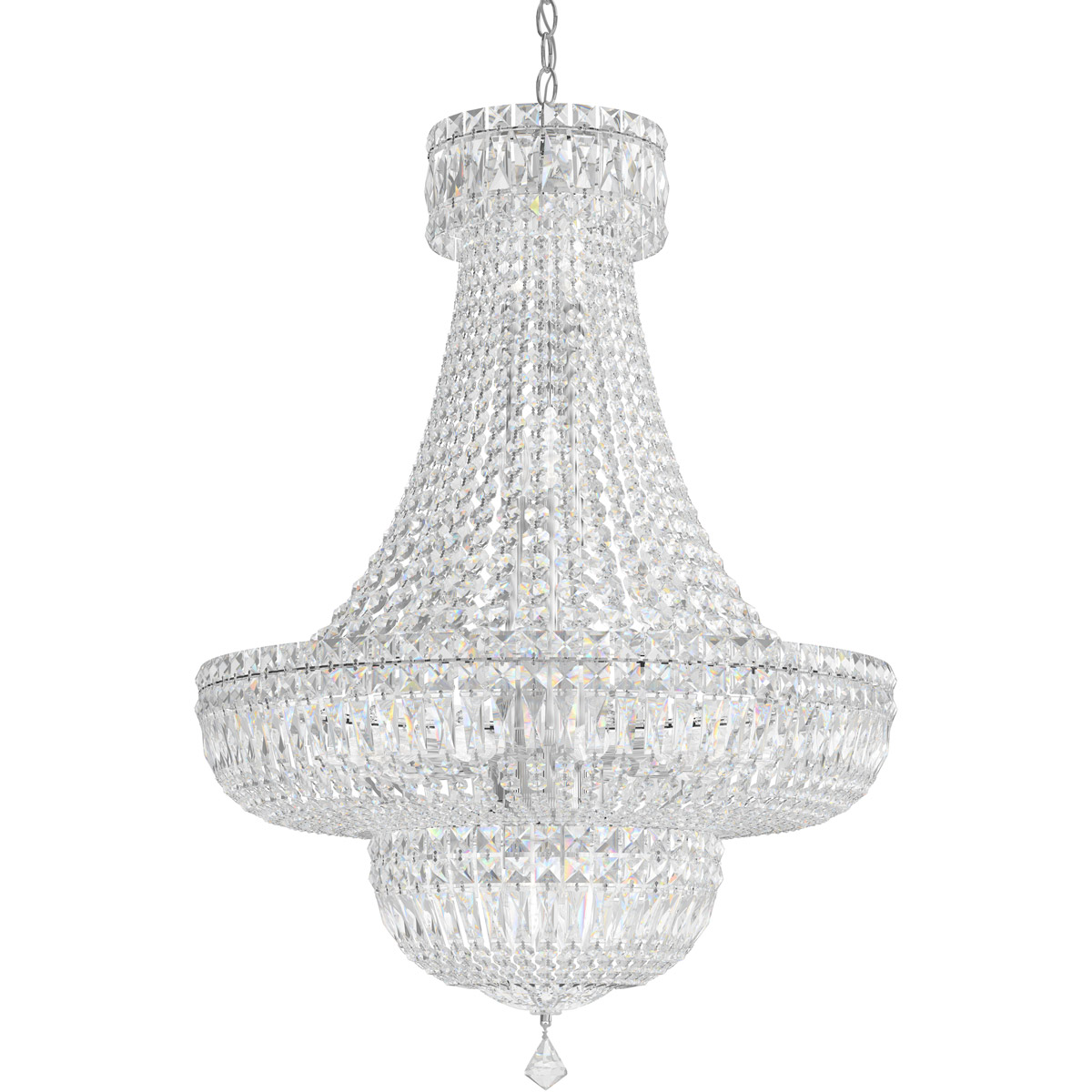 Petit Crystal Deluxe 23 Light 24 inch Silver Chandelier Ceiling Light in Swarovski, Polished Silver