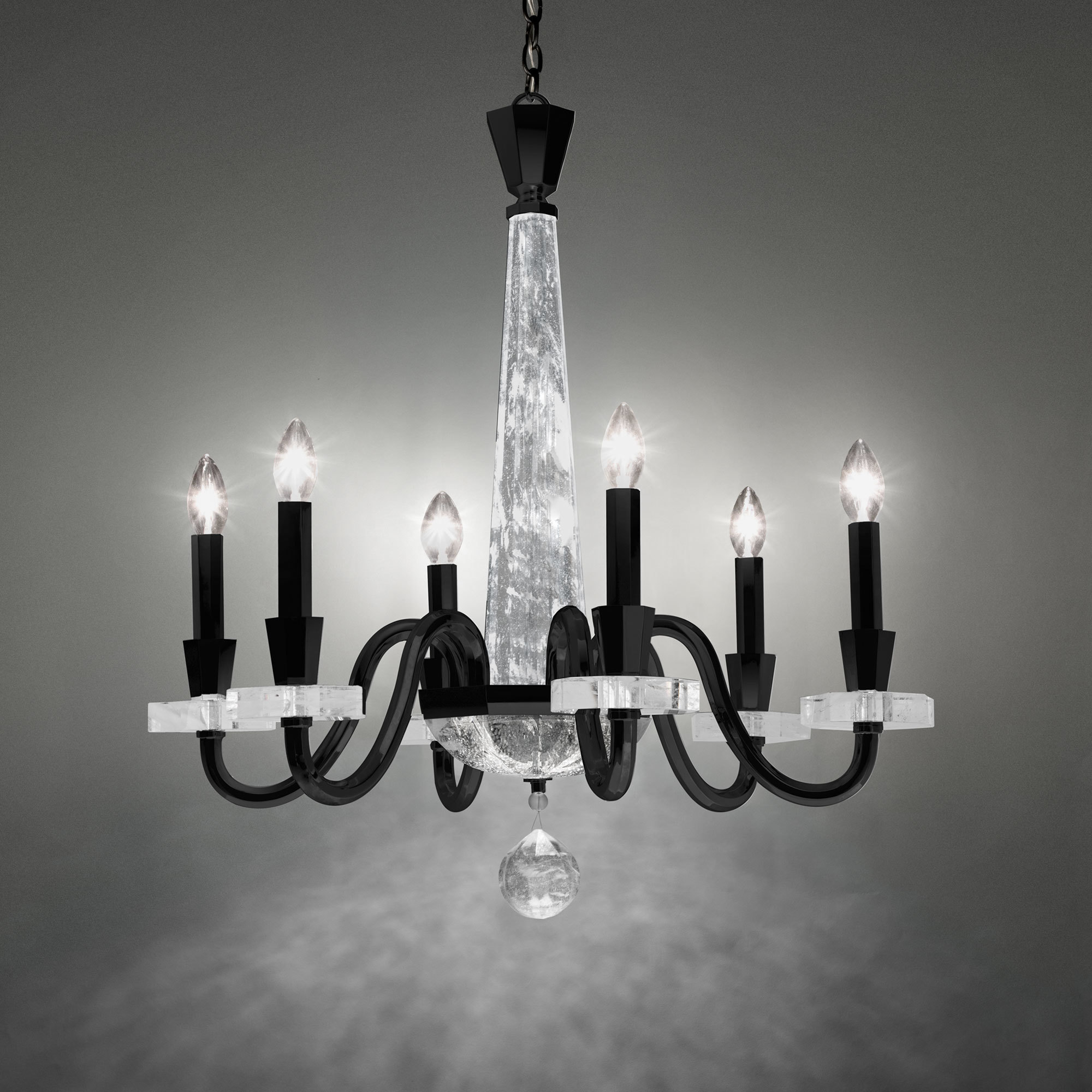 Signature Amadeus 6 Light 27 inch Matte Black Chandelier Ceiling Light, Schonbek Signature