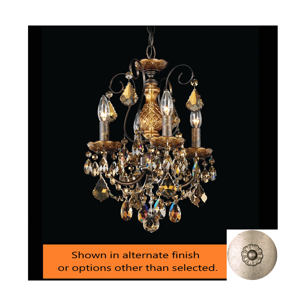 New Orleans 4 Light 12 inch Black Pearl Chandelier Ceiling Light in Swarovski