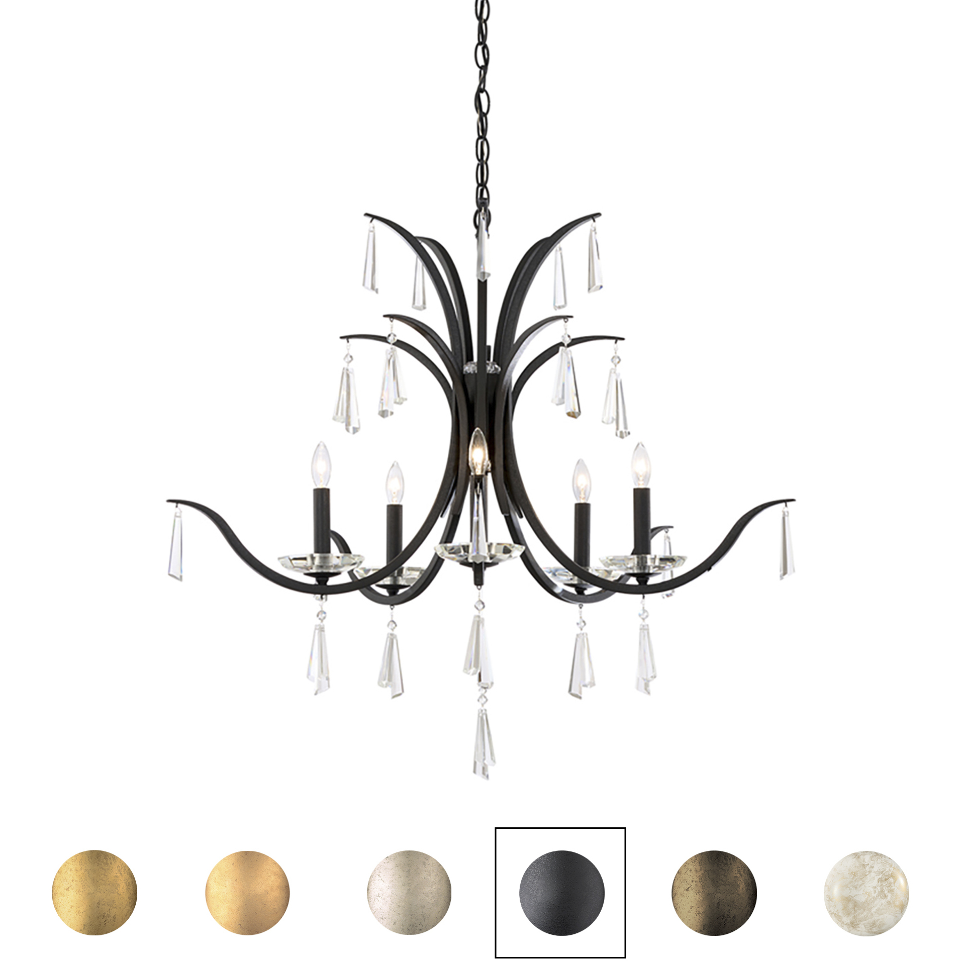 Signature Tinsley 5 Light 33.5 inch White Gold Chandelier Ceiling Light