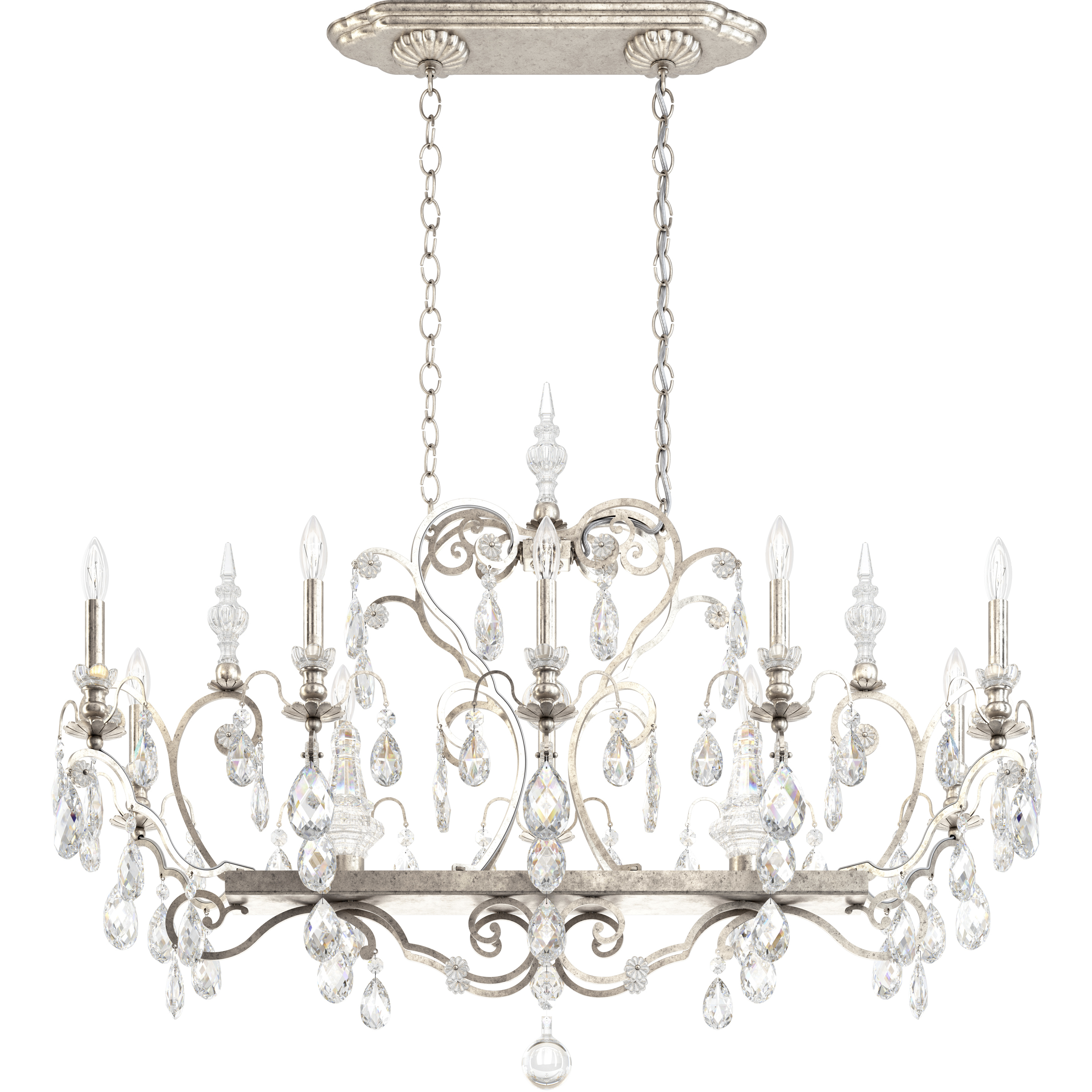 Renaissance 12 Light 46 inch Antique Silver Chandelier Ceiling Light in Heritage