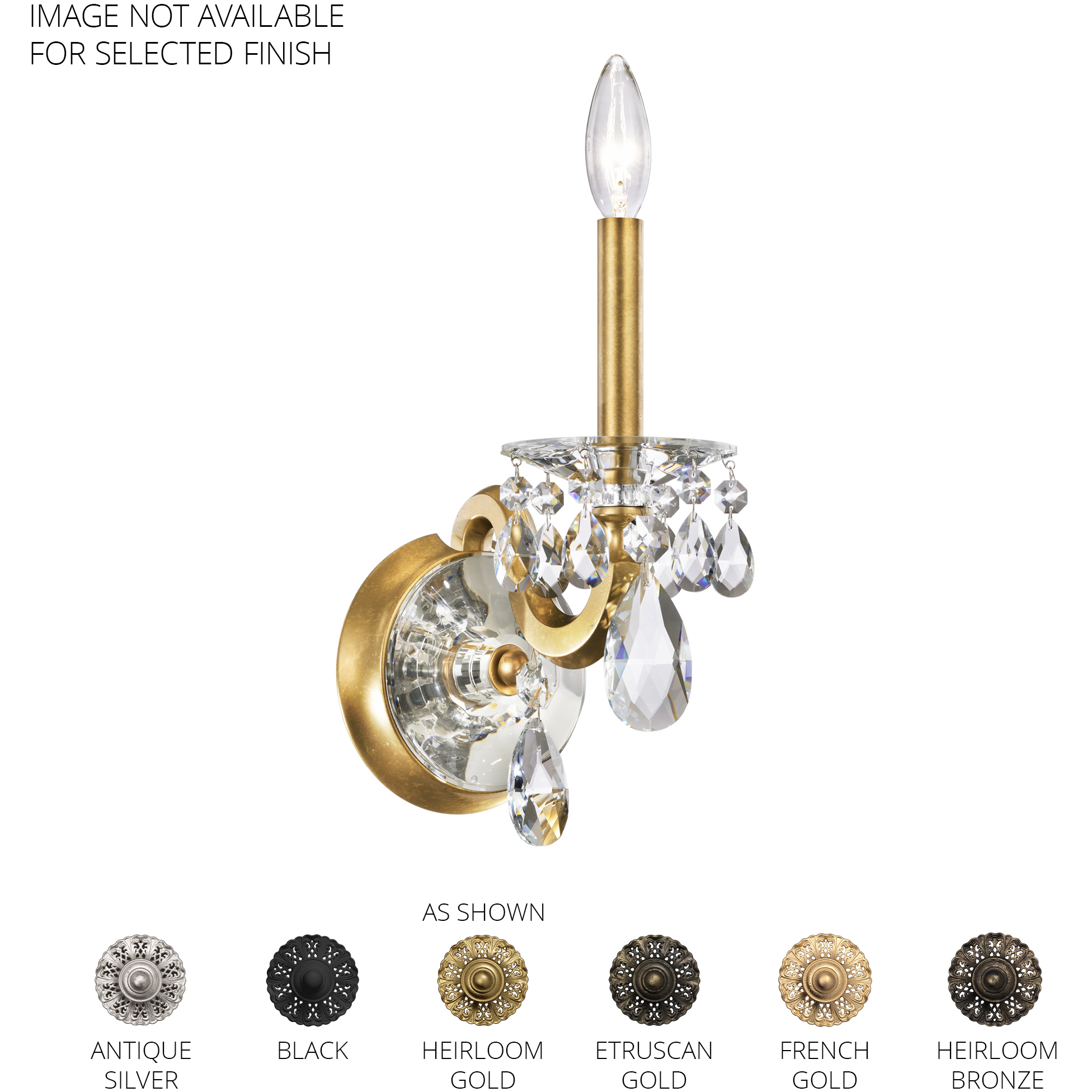 Signature San Marco 1 Light 7.8 inch Antique Silver Wall Sconce Wall Light, Schonbek Signature