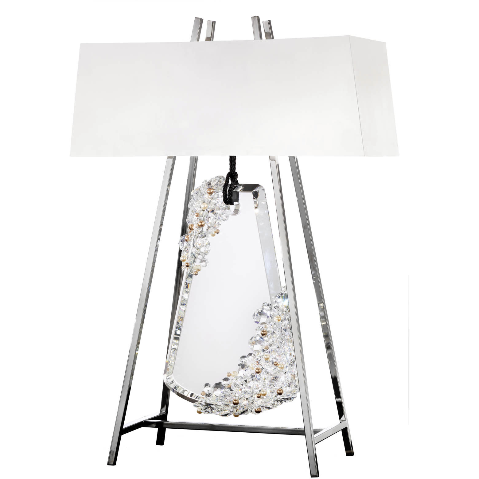 Forever Flora 31.6 inch 7 watt Polished Chrome Table Lamp Portable Light in Black Rope, Black Rope