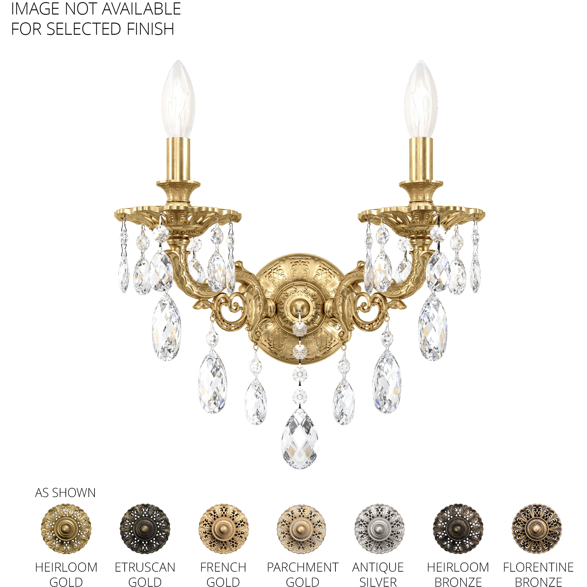 Milano 2 Light 7.5 inch Parchment Gold Wall Sconce Wall Light in Heritage, Parchment Gold Cast