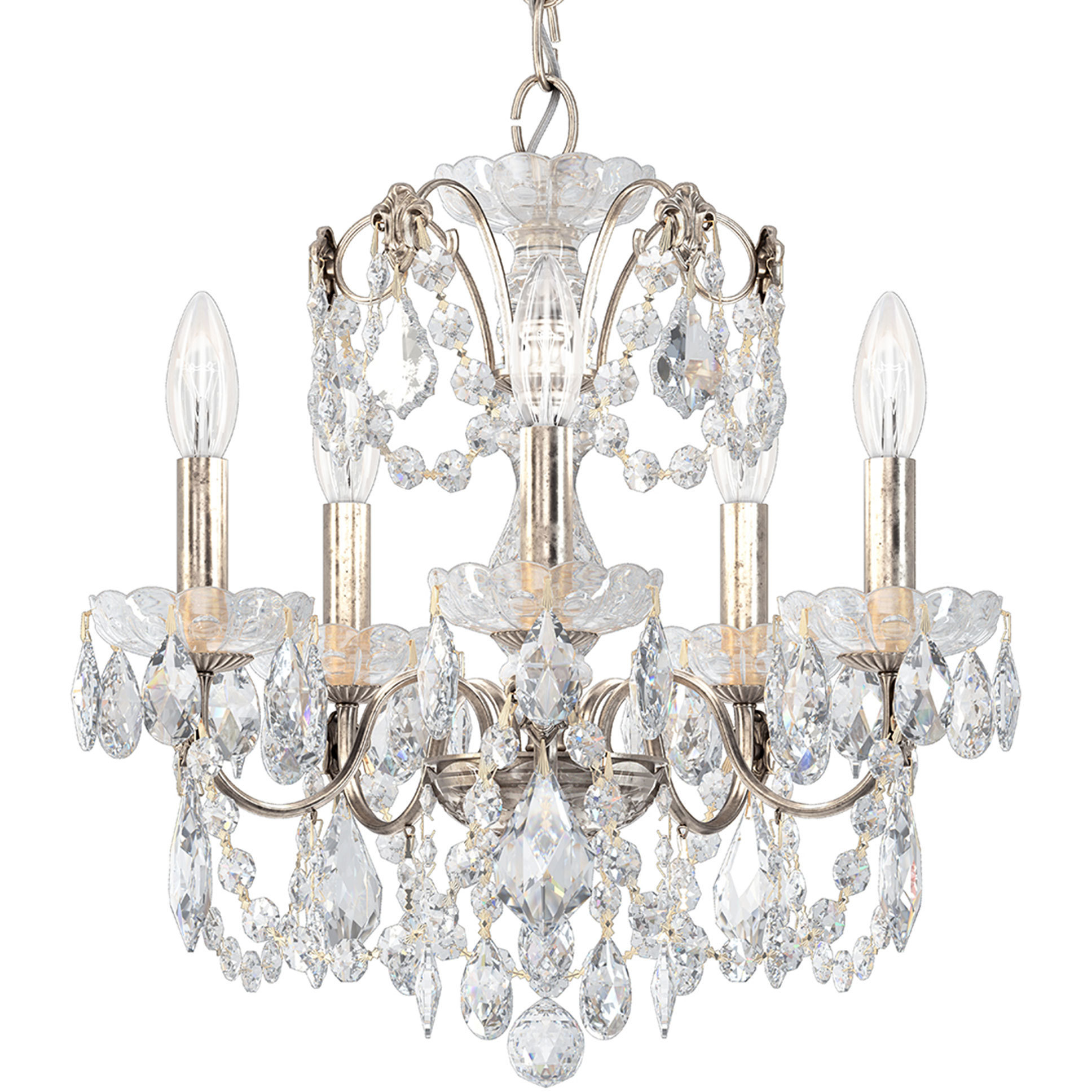 Century 5 Light 17 inch Antique Silver Chandelier Ceiling Light