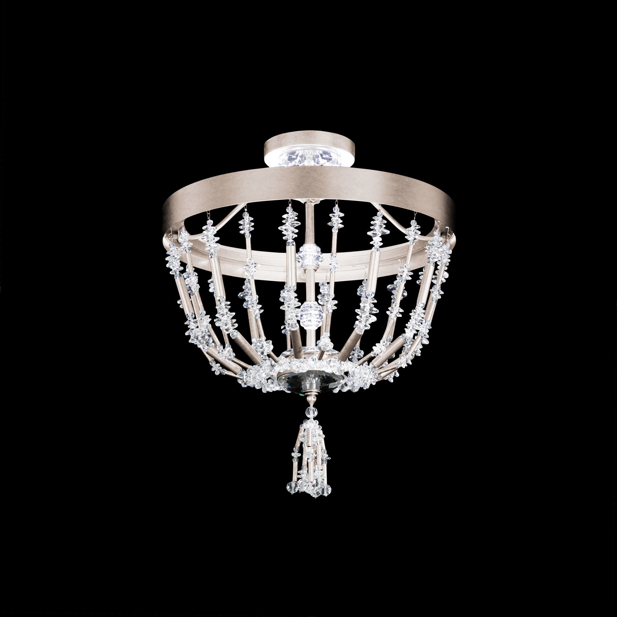 Signature Bali LED 16 inch Antique Silver Semi-Flush Mount Ceiling Light, Schonbek Signature