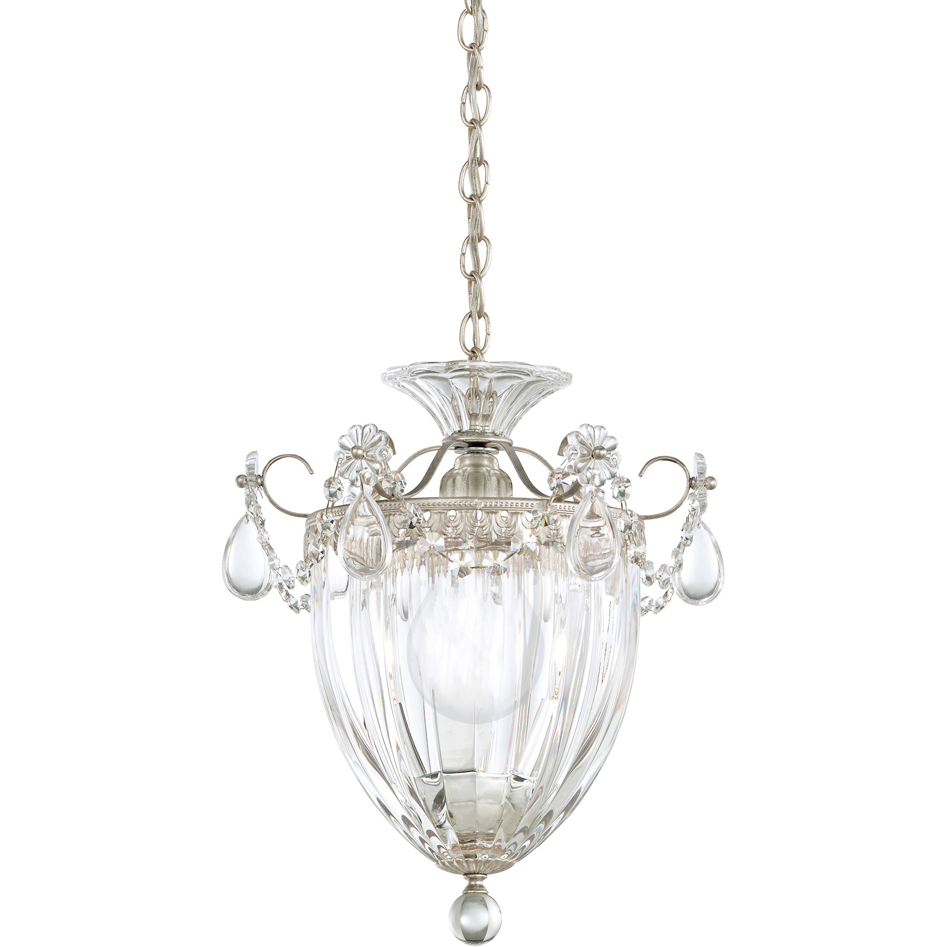 Bagatelle 1 Light 8 inch Antique Silver Mini Pendant Ceiling Light in Swarovski