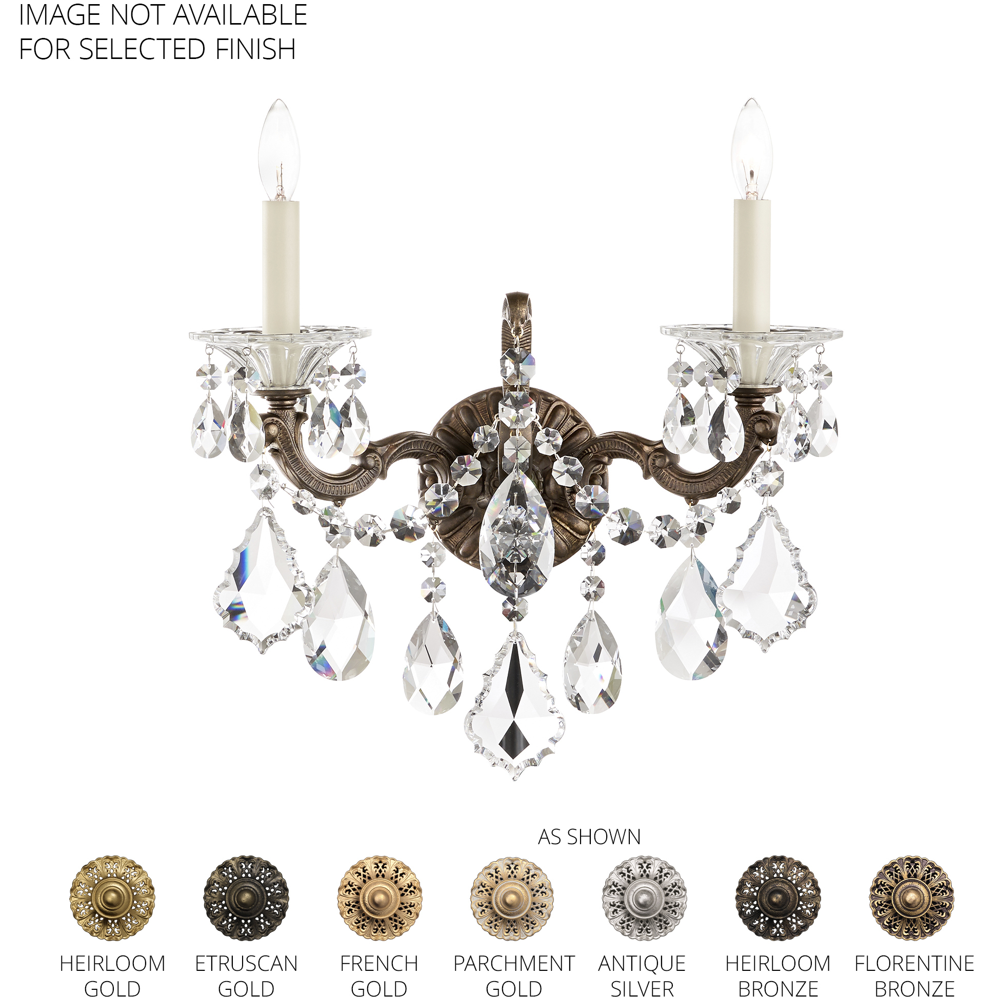 La Scala 2 Light 6 inch Antique Silver Wall Sconce Wall Light in Radiance