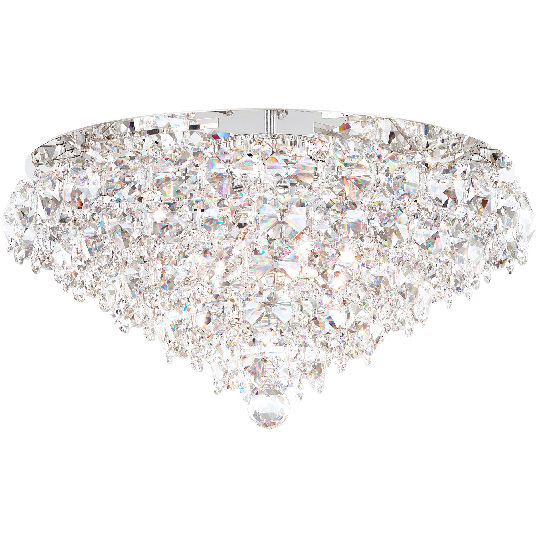 Baronet 6 Light Polished Stainless Steel Flush Mount Ceiling Light in Optic