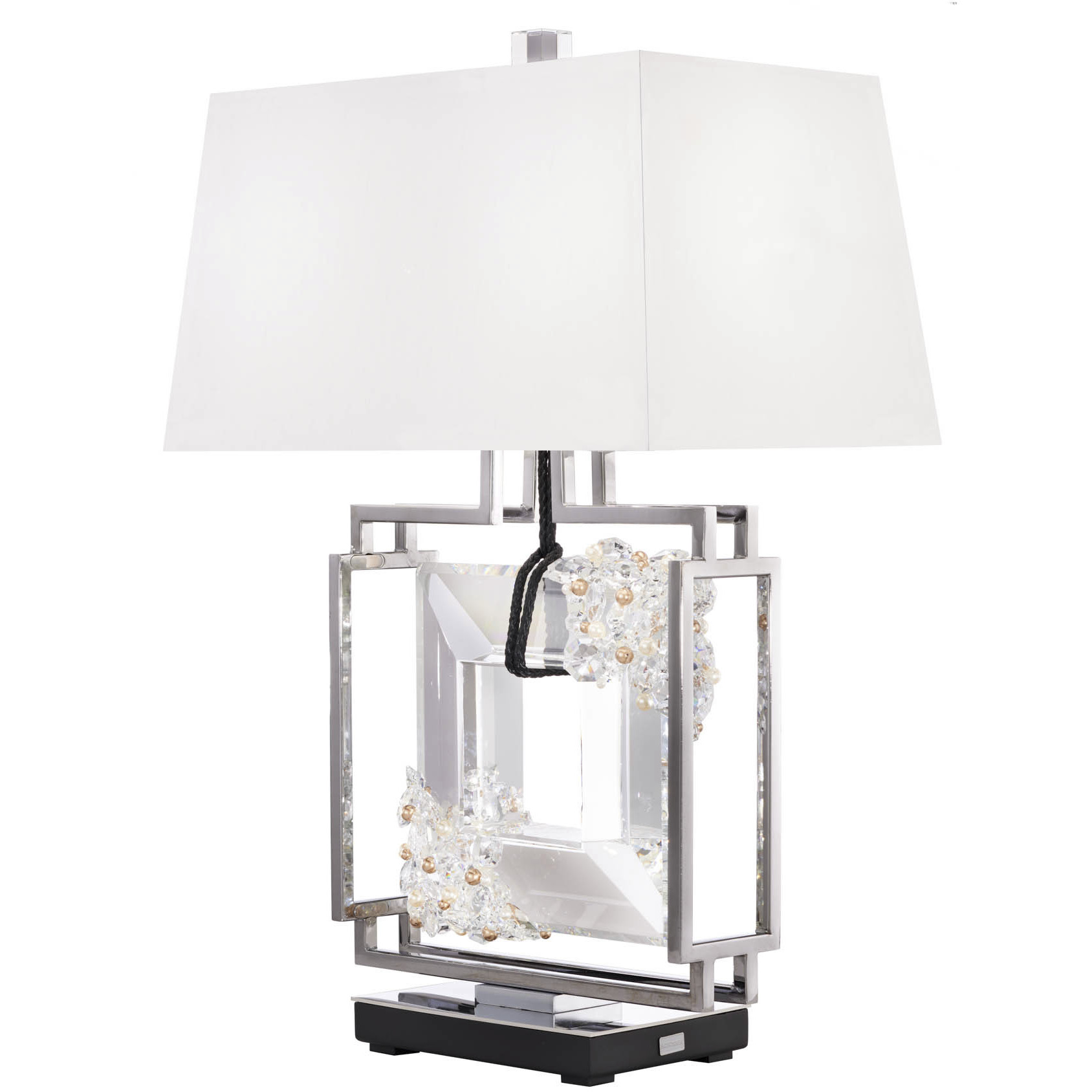 Forever Eva 28.25 inch 7 watt Polished Chrome Table Lamp Portable Light in Black Rope, Black Rope