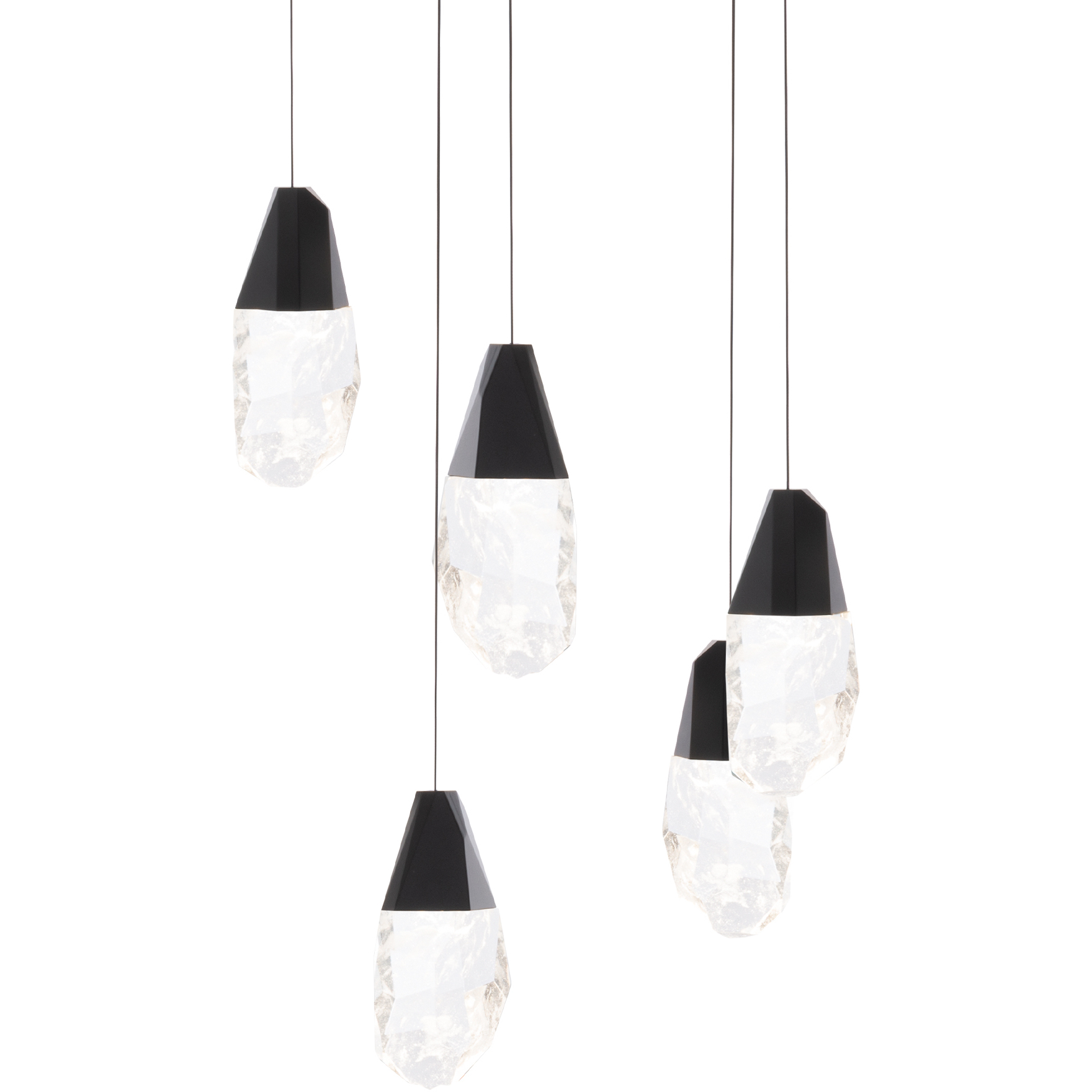 Beyond Martini LED 17 inch Black Multi-Light Pendant Ceiling Light in Optic Haze, Beyond