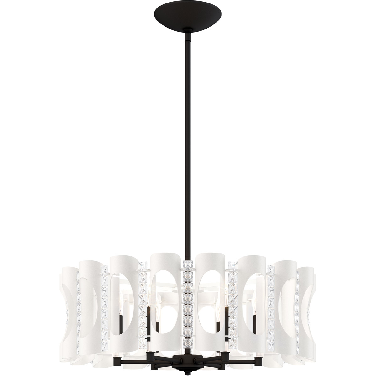 Twilight 6 Light White Pendant Ceiling Light, Adjustable Height