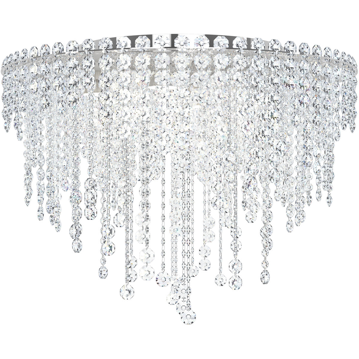 Chantant 6 Light Polished Stainless Steel Flush Mount Ceiling Light in Optic, Strand
