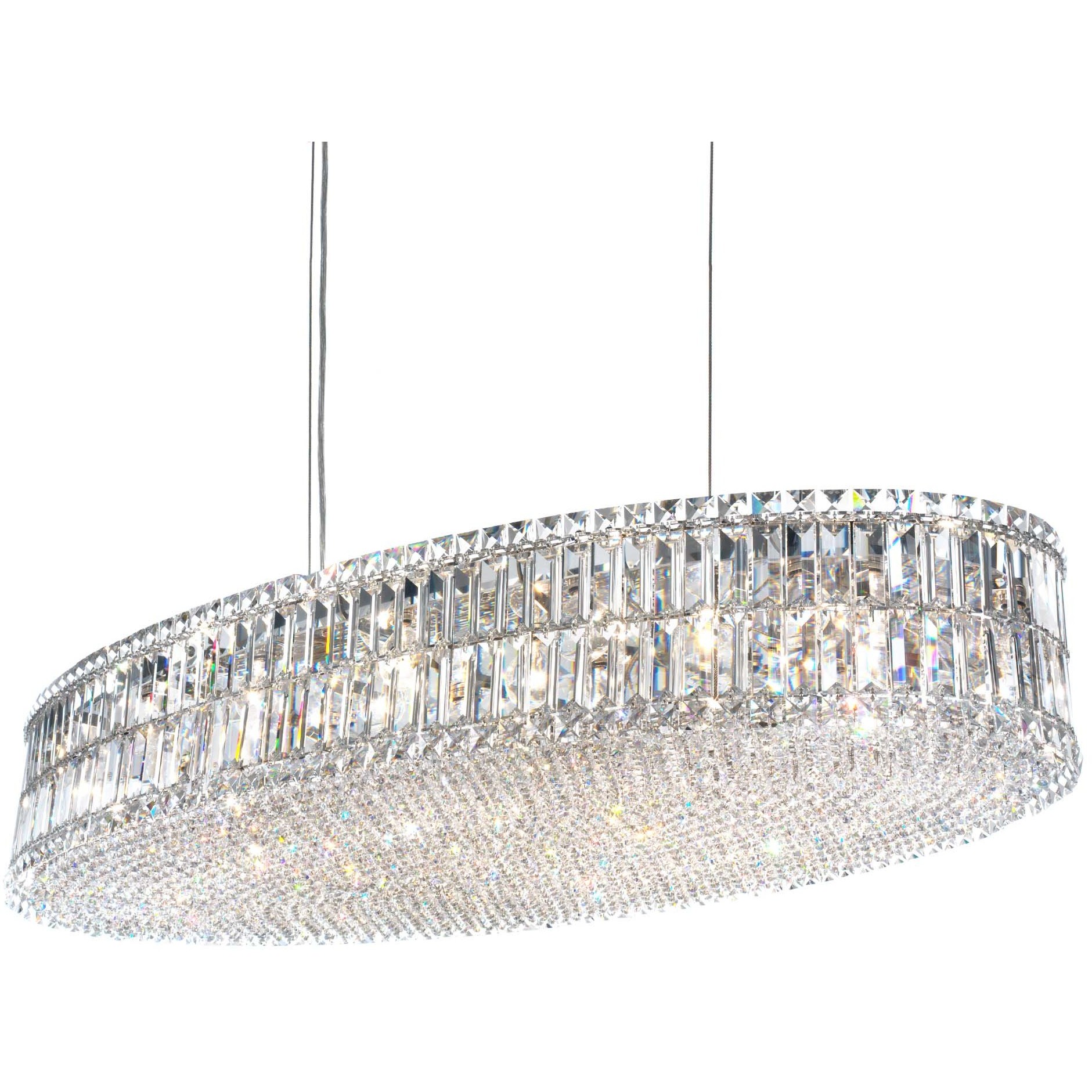 Plaza 24 Light 48 inch Polished Stainless Steel Linear Pendant Ceiling Light in Optic