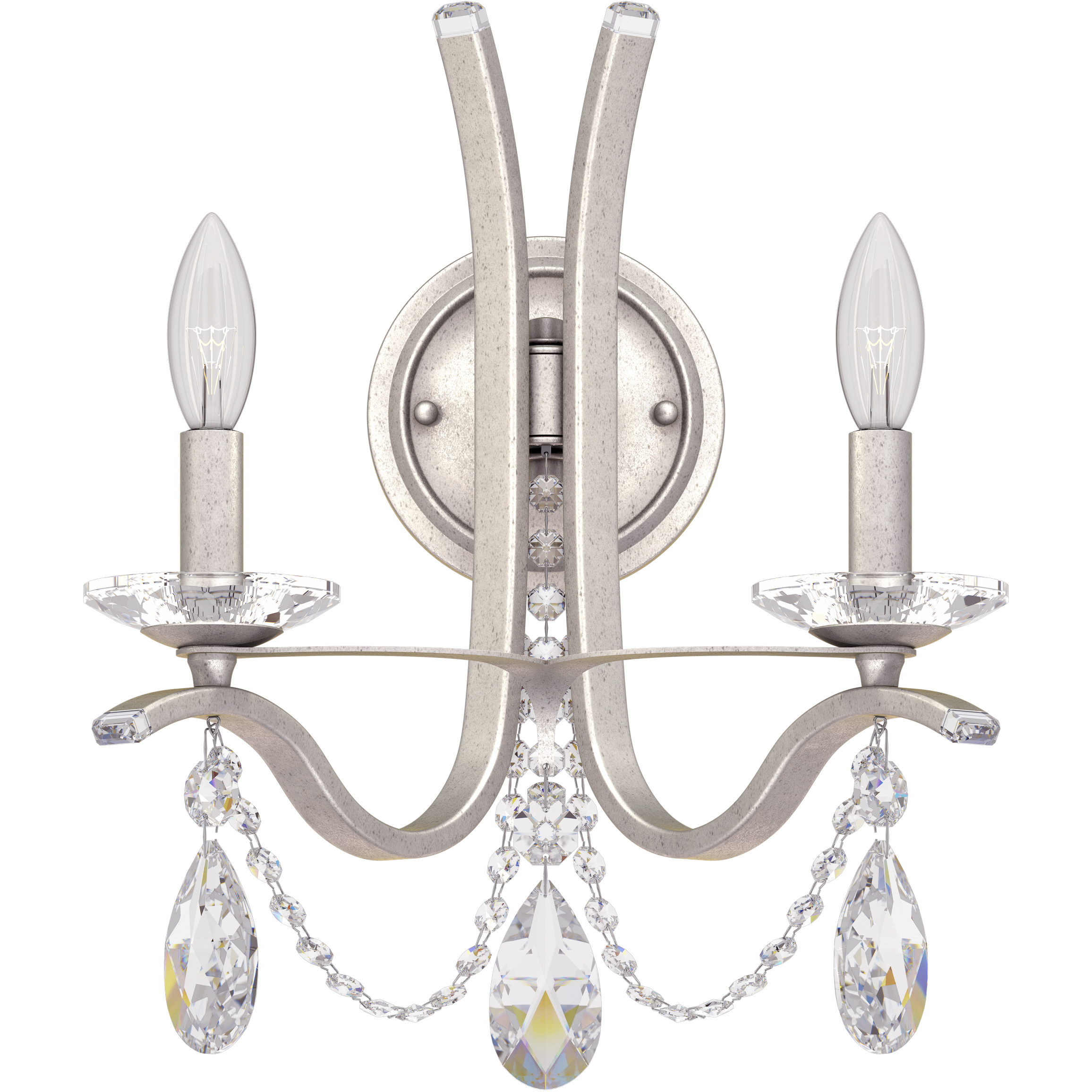 Vesca 2 Light 9 inch Antique Silver Wall Sconce Wall Light in Radiance