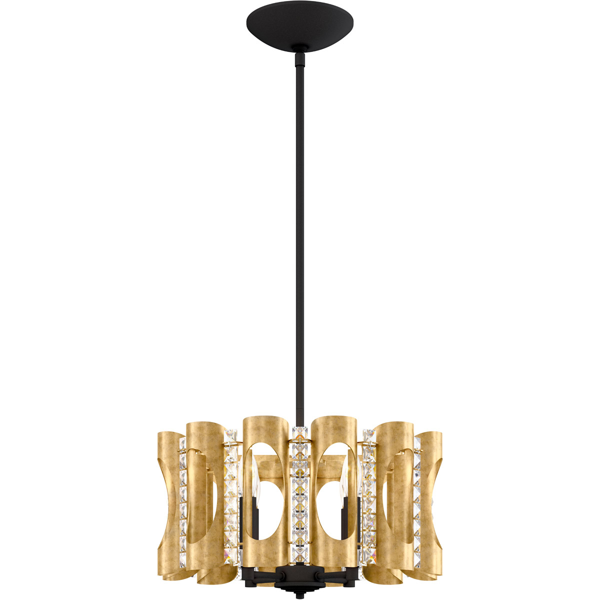 Twilight 4 Light Heirloom Gold Pendant Ceiling Light, Adjustable Height
