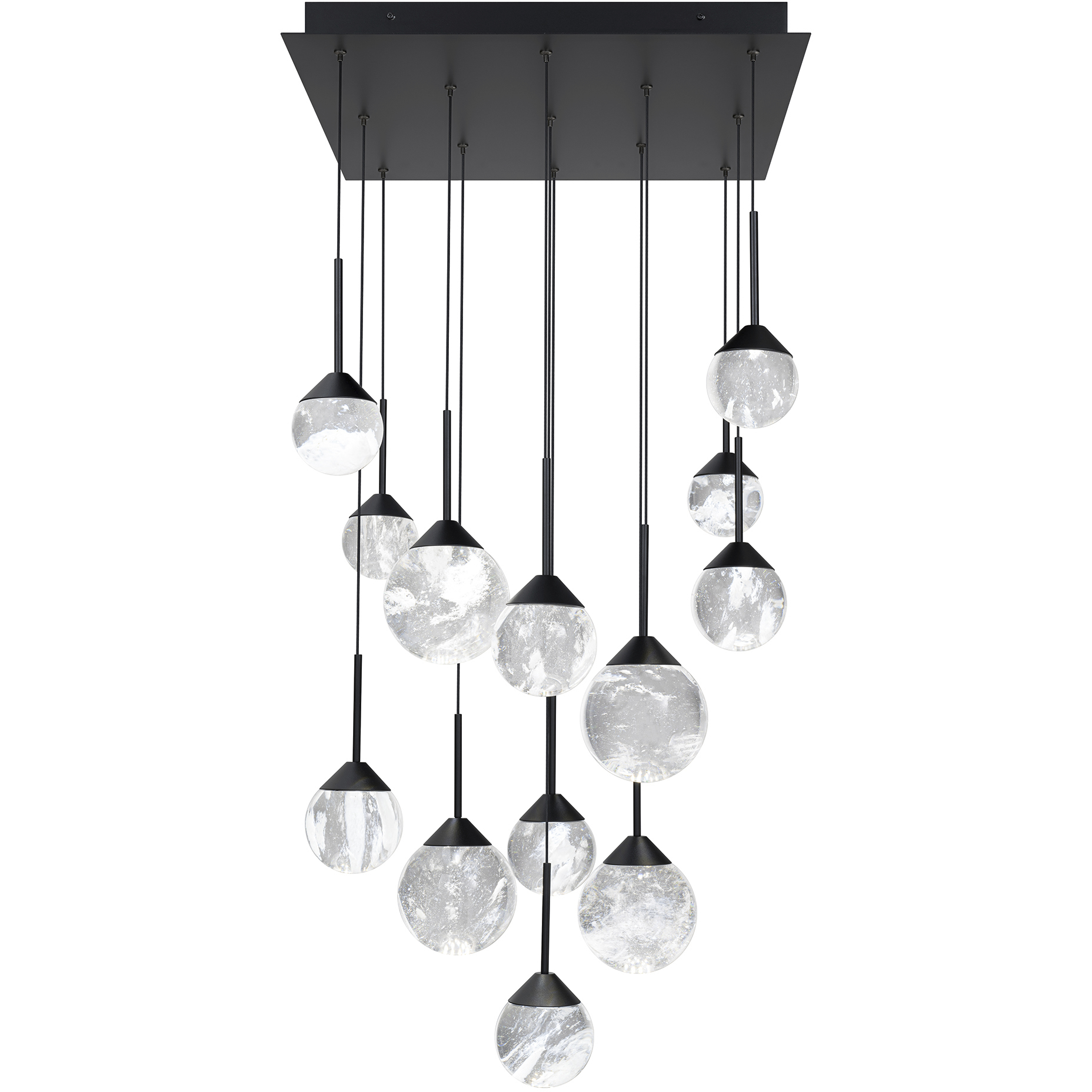 Beyond Quest LED 20 inch Black Multi-Light Pendant Ceiling Light, Square Canopy