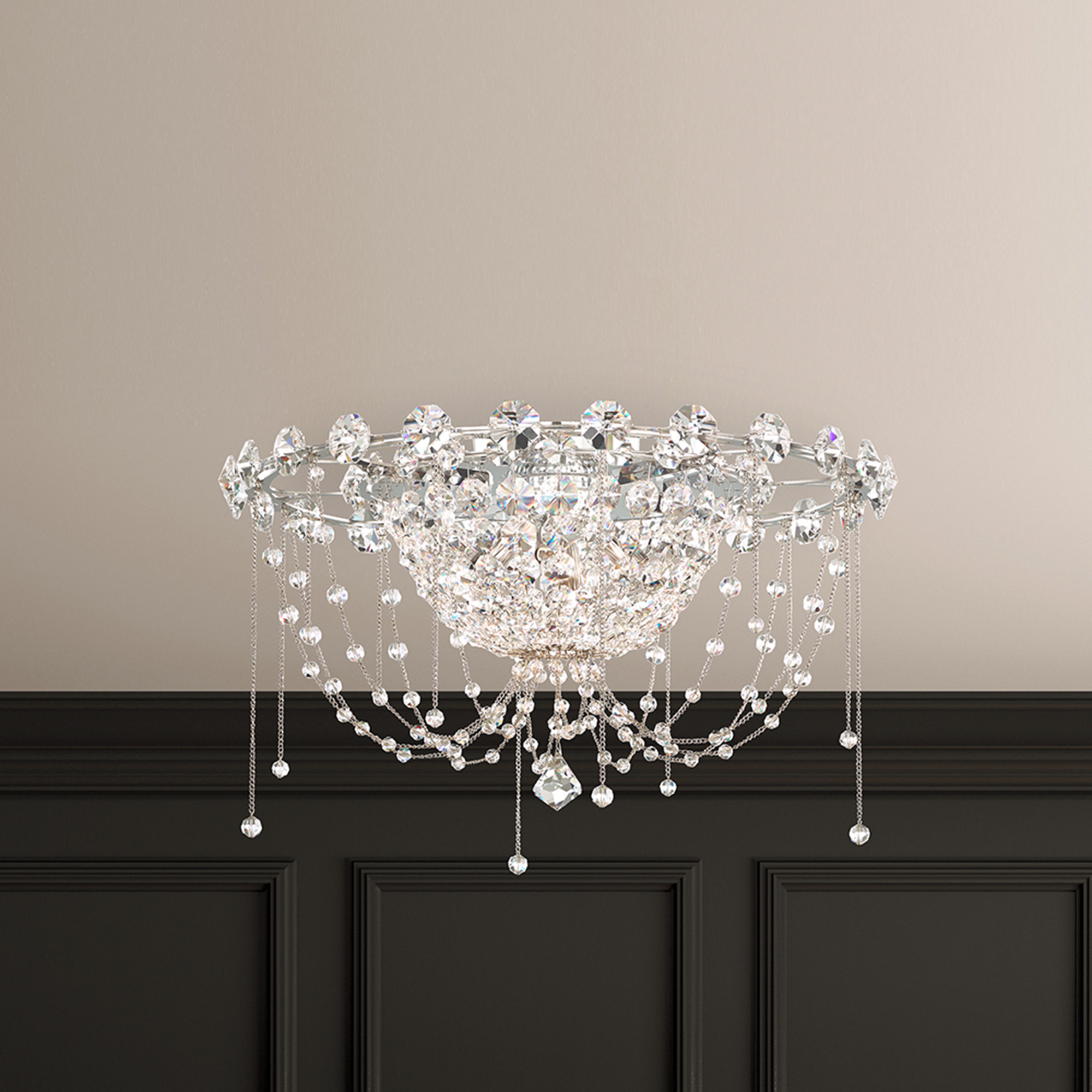 Chrysalita 4 Light Polished Stainless Steel Flush Mount Ceiling Light in Radiance