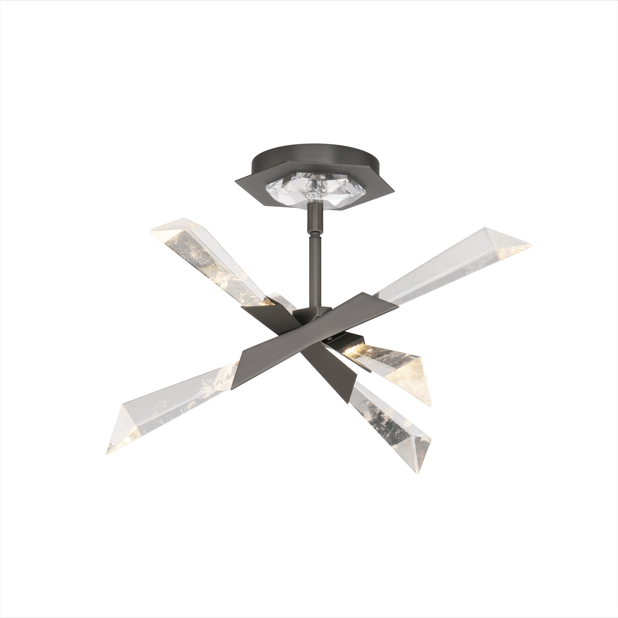 Beyond Solitude LED 17 inch Antique Nickel Semi-Flush Mount Ceiling Light