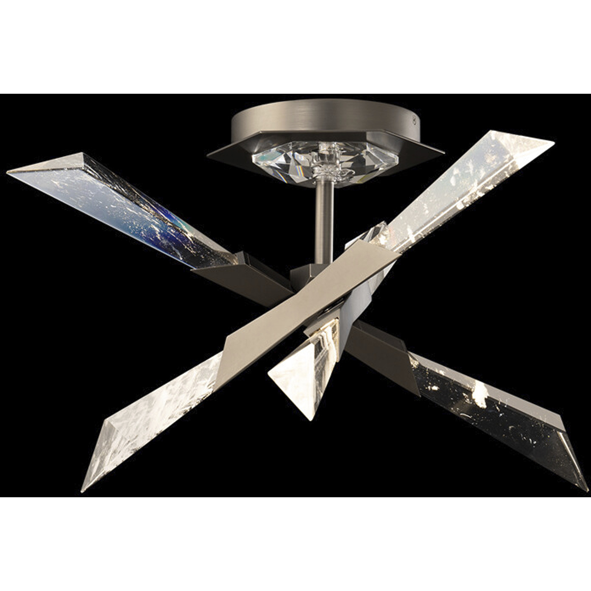Beyond Solitude LED 17 inch Antique Nickel Semi-Flush Mount Ceiling Light