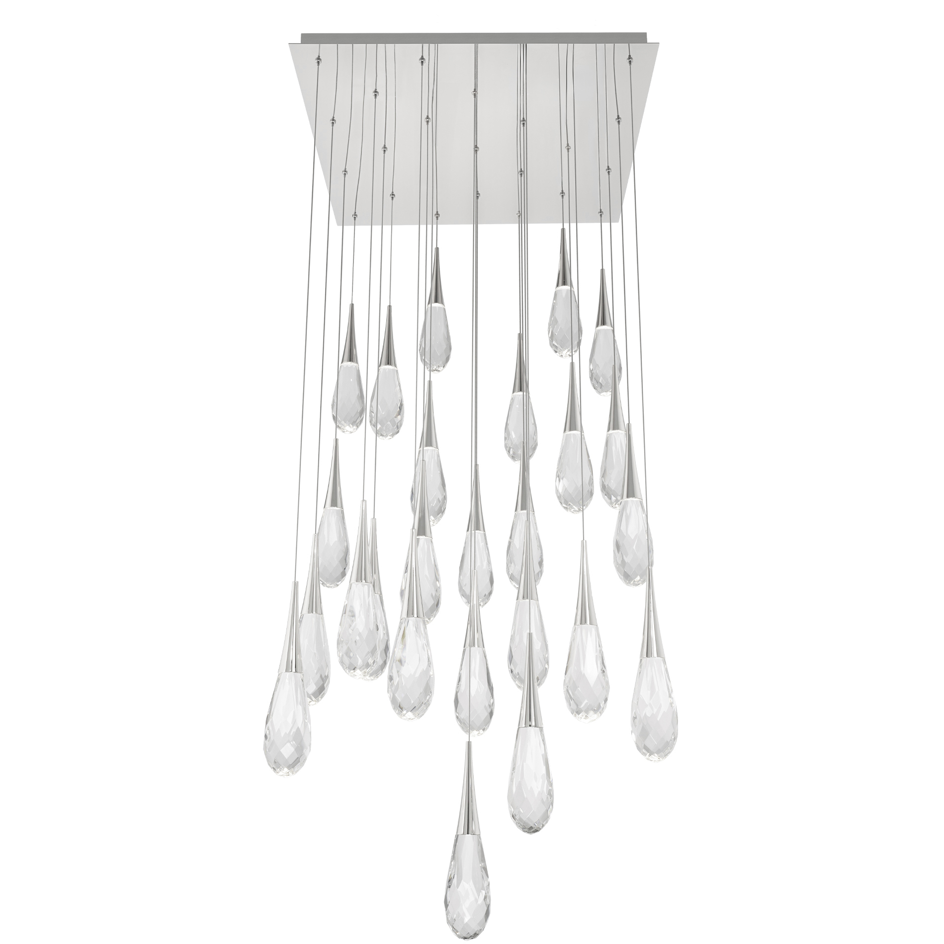 Beyond Hibiscus LED 28 inch Polished Nickel Multi-Light Pendant Ceiling Light, Square Canopy