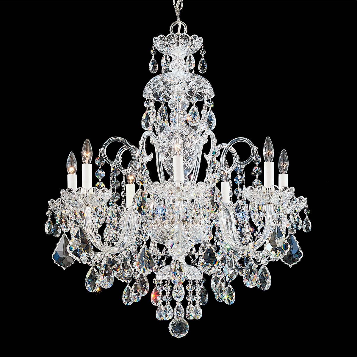 Olde World 7 Light Polished Silver Chandelier Ceiling Light in Heritage