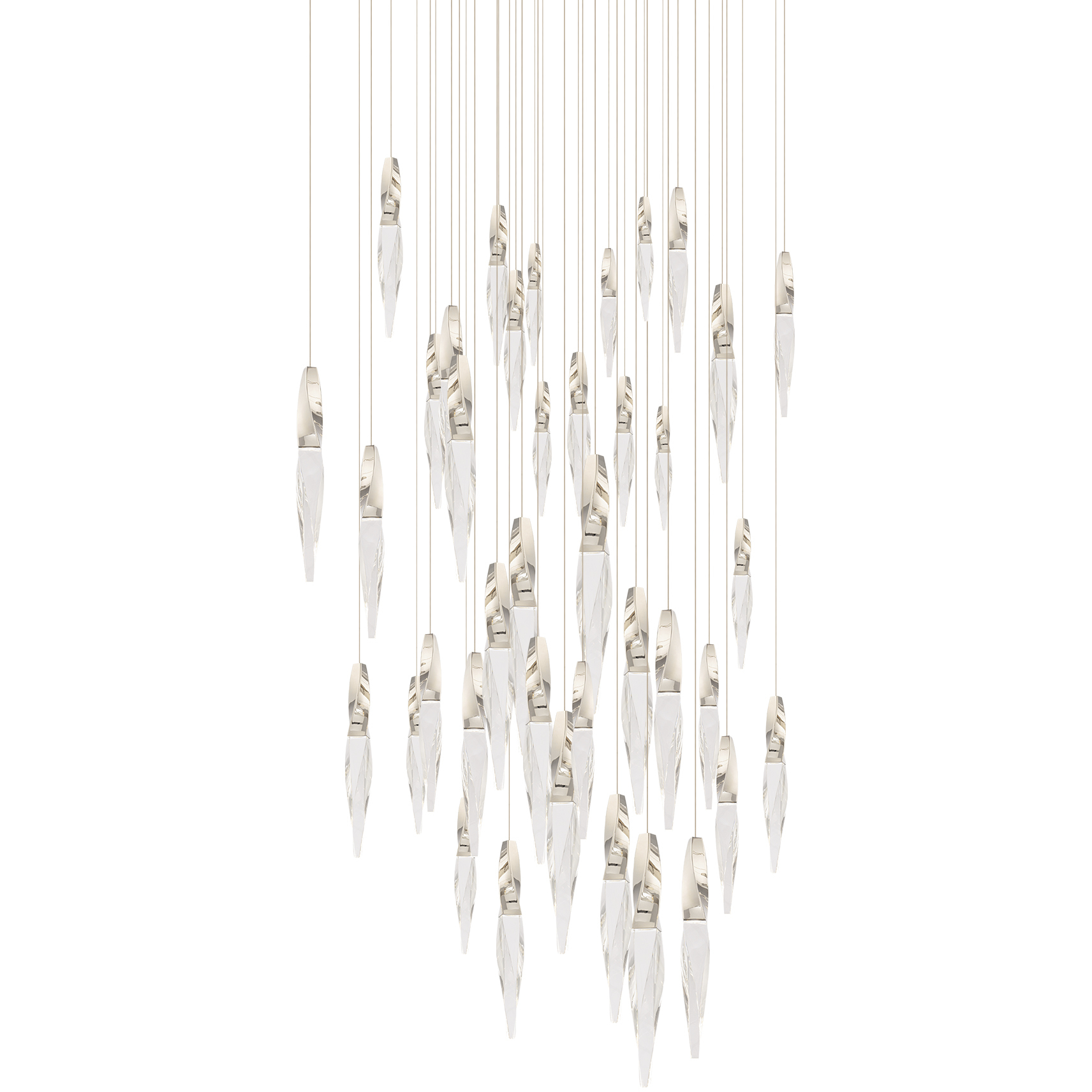 Beyond Kindjal LED 36 inch Polished Nickel Multi-Light Pendant Ceiling Light, Square Canopy