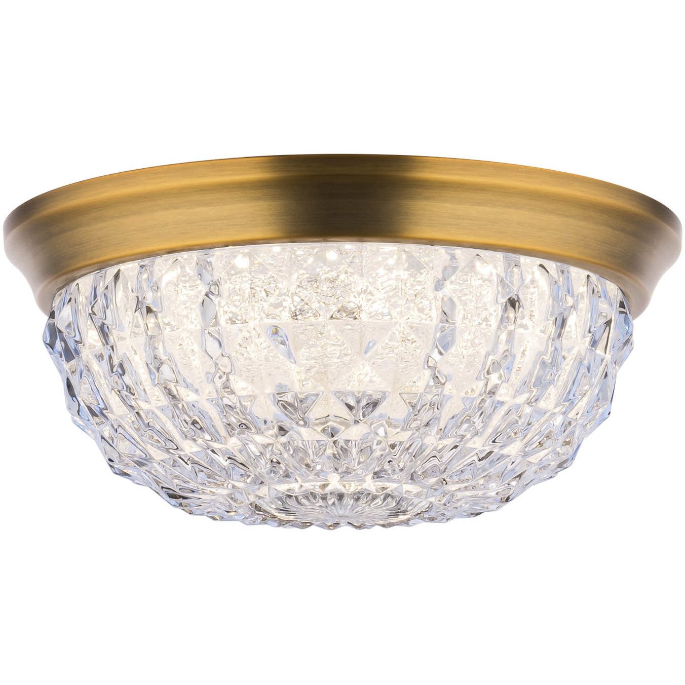 Signature Genoa LED 9 inch Aged Brass Flush Mount Ceiling Light, Schonbek Signature