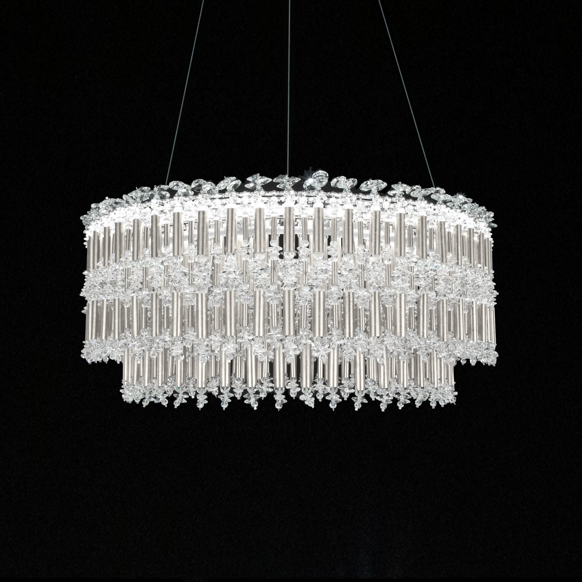 Signature Tahitian LED 24.6 inch Antique Silver Pendant Ceiling Light, Schonbek Signature