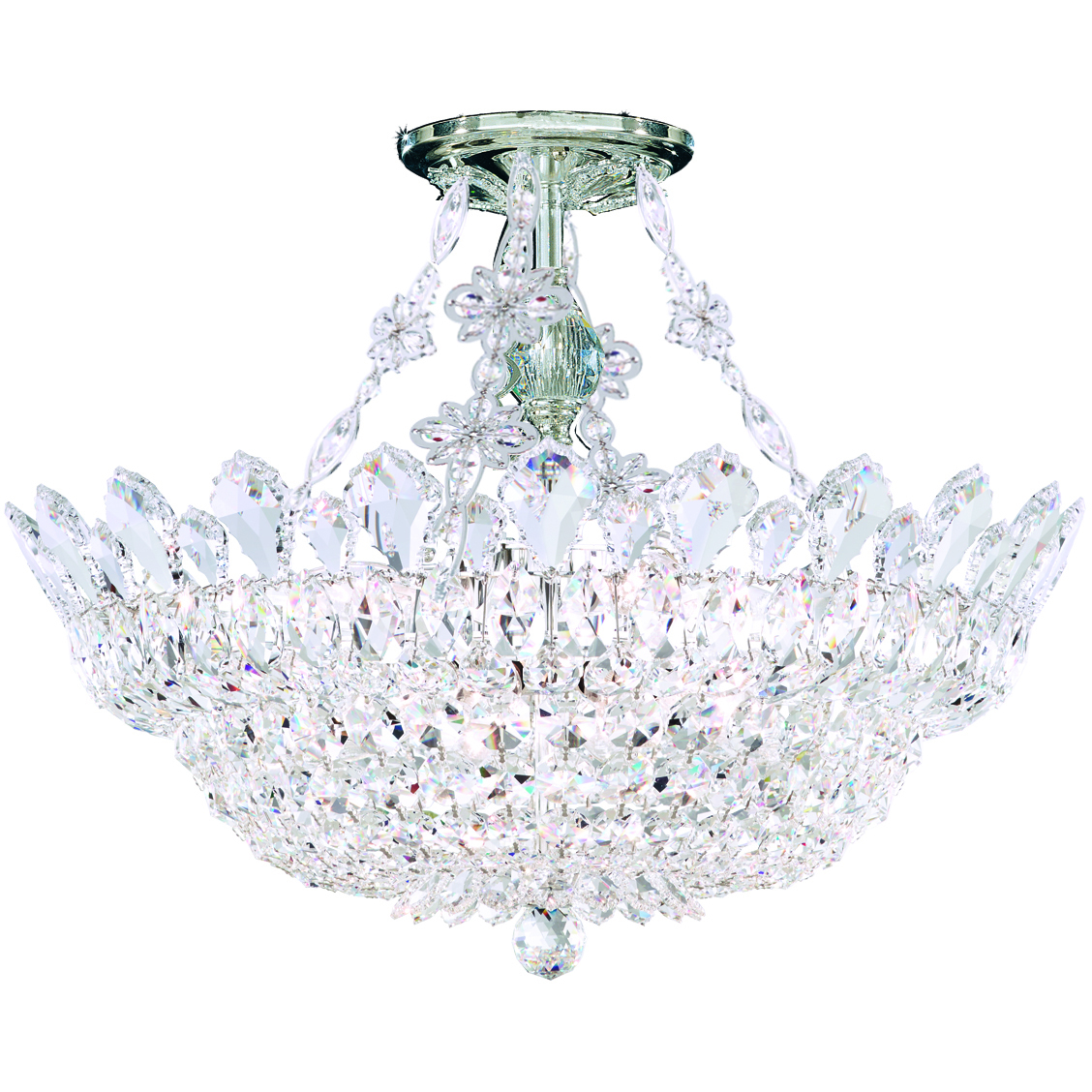 Schonbek 5796H Trilliane 8 Light Silver SemiFlush Mount Ceiling Light