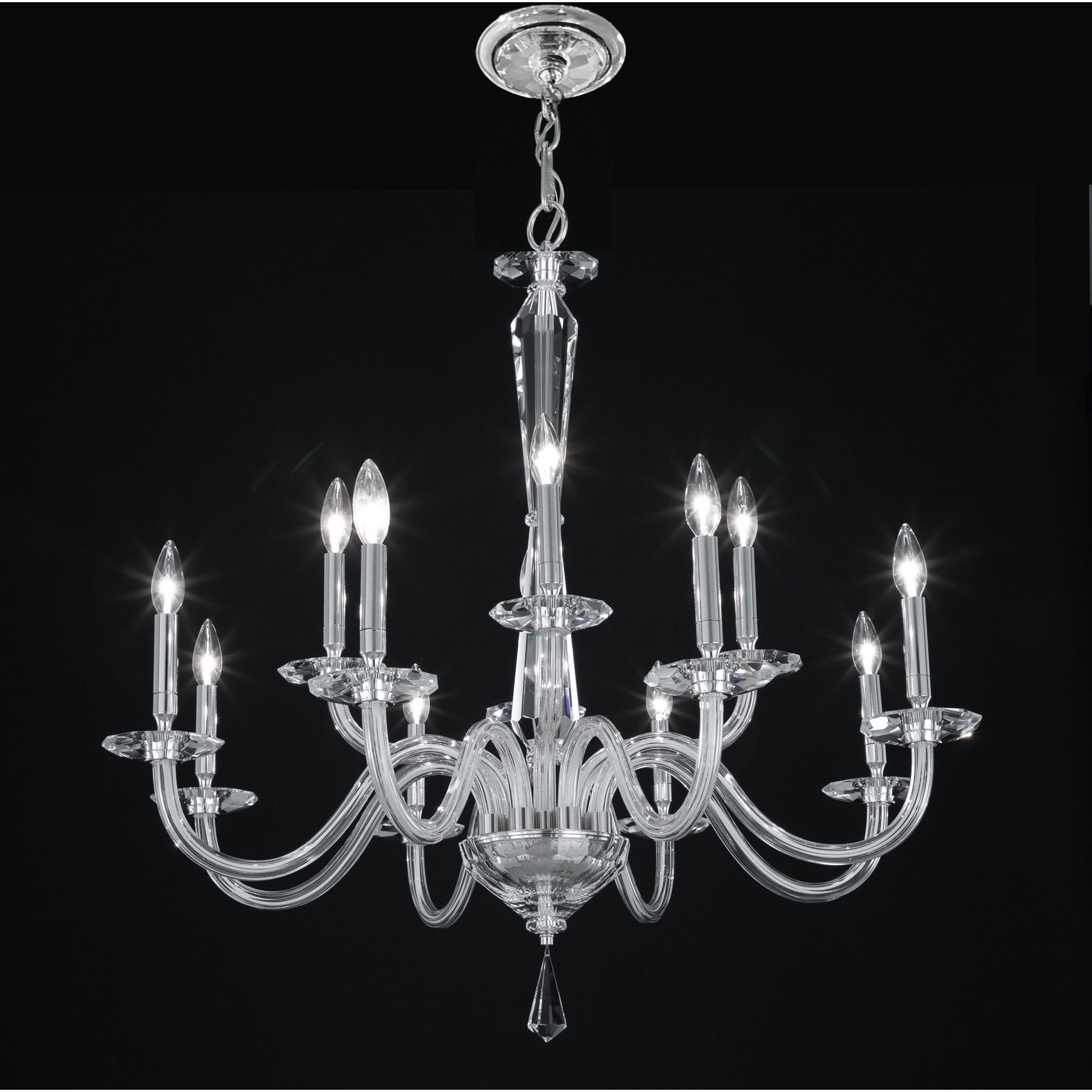 Signature Habsburg 12 Light 35 inch Polished Chrome Chandelier Ceiling Light, Schonbek Signature