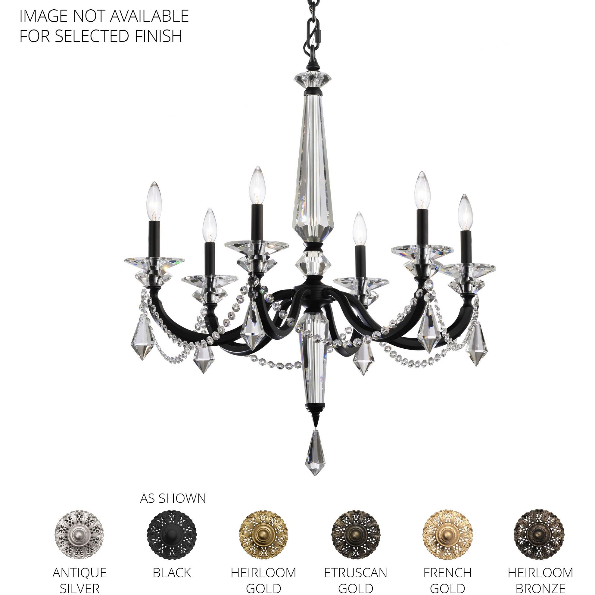 Signature Verona 6 Light 29.9 inch Antique Silver Chandelier Ceiling Light, Schonbek Signature