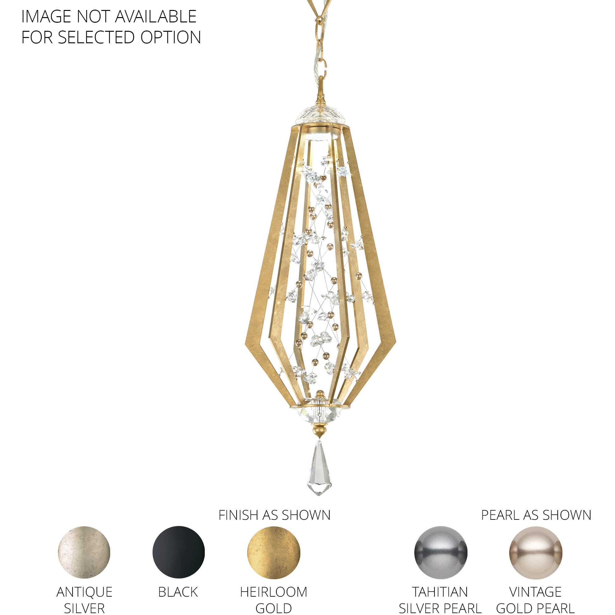 Forever Eternity LED 8.6 inch Black Pendant Ceiling Light in Clear Radiance Crystal and Tahitian Silver Pearl