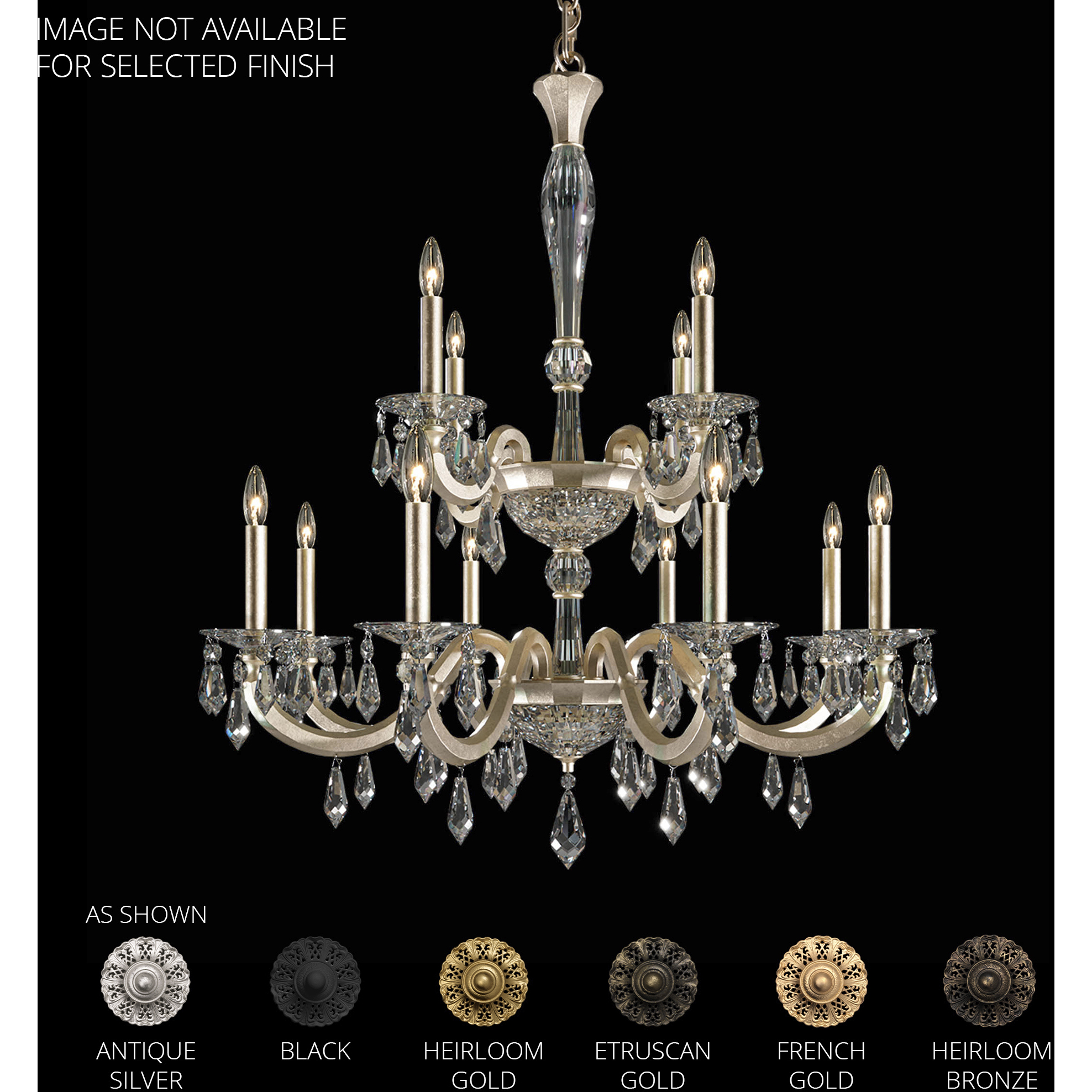 Signature Napoli 12 Light 32.1 inch Etruscan Gold Chandelier Ceiling Light, Schonbek Signature