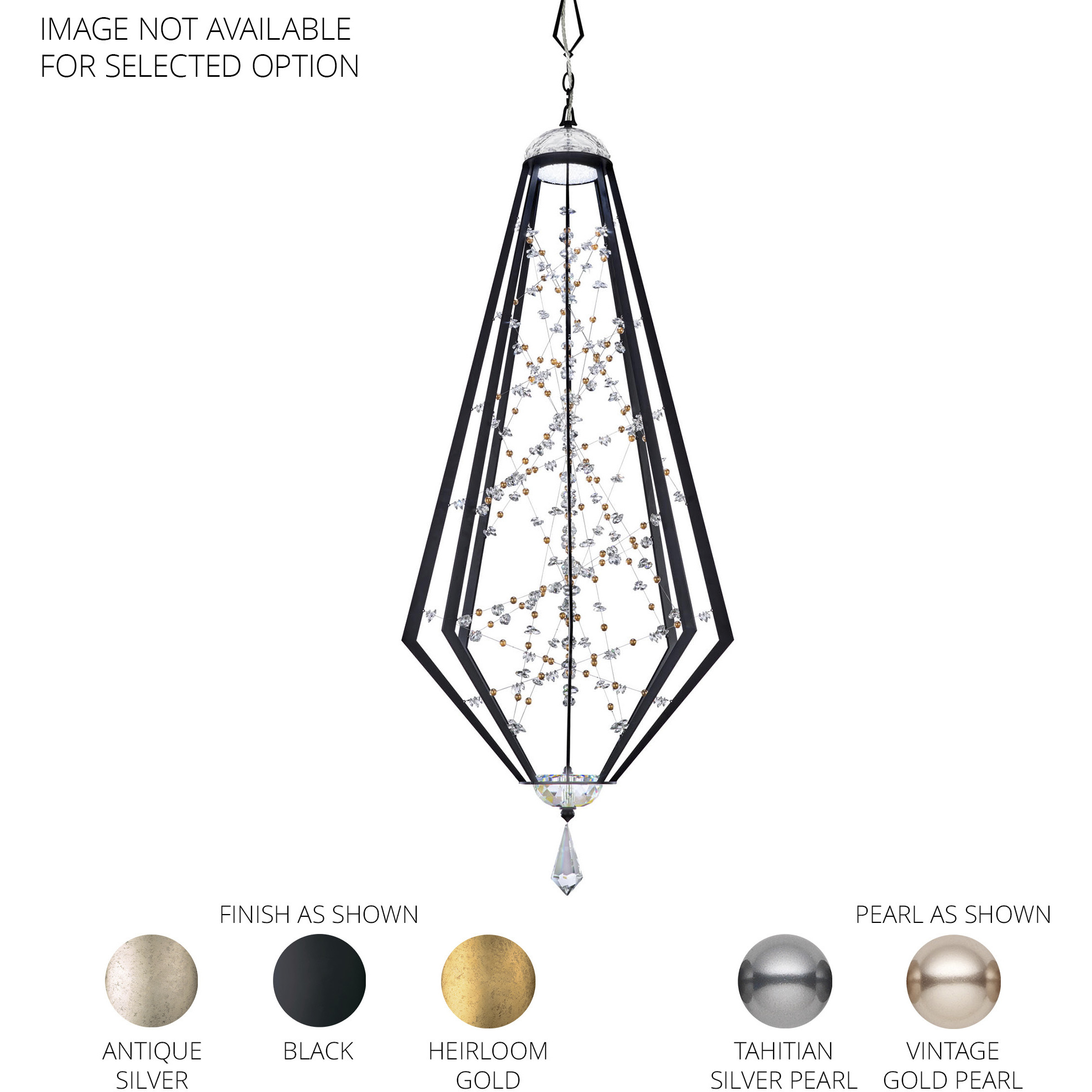 Forever Eternity LED 22 inch Antique Silver Pendant Ceiling Light in Clear Radiance Crystal and Tahitian Silver Pearl