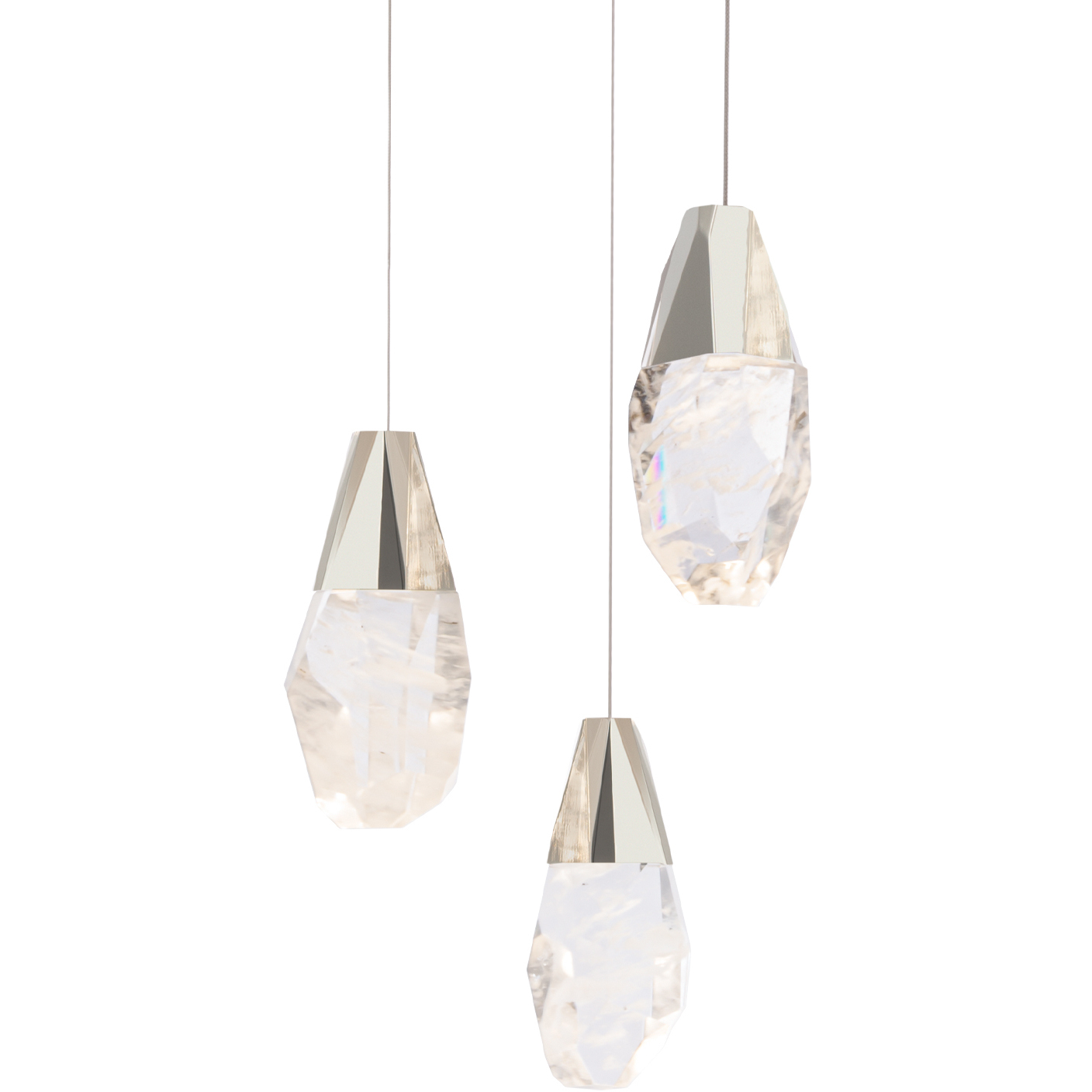Beyond Martini LED 12 inch Polished Nickel Multi-Light Pendant Ceiling Light in Optic Haze, Beyond