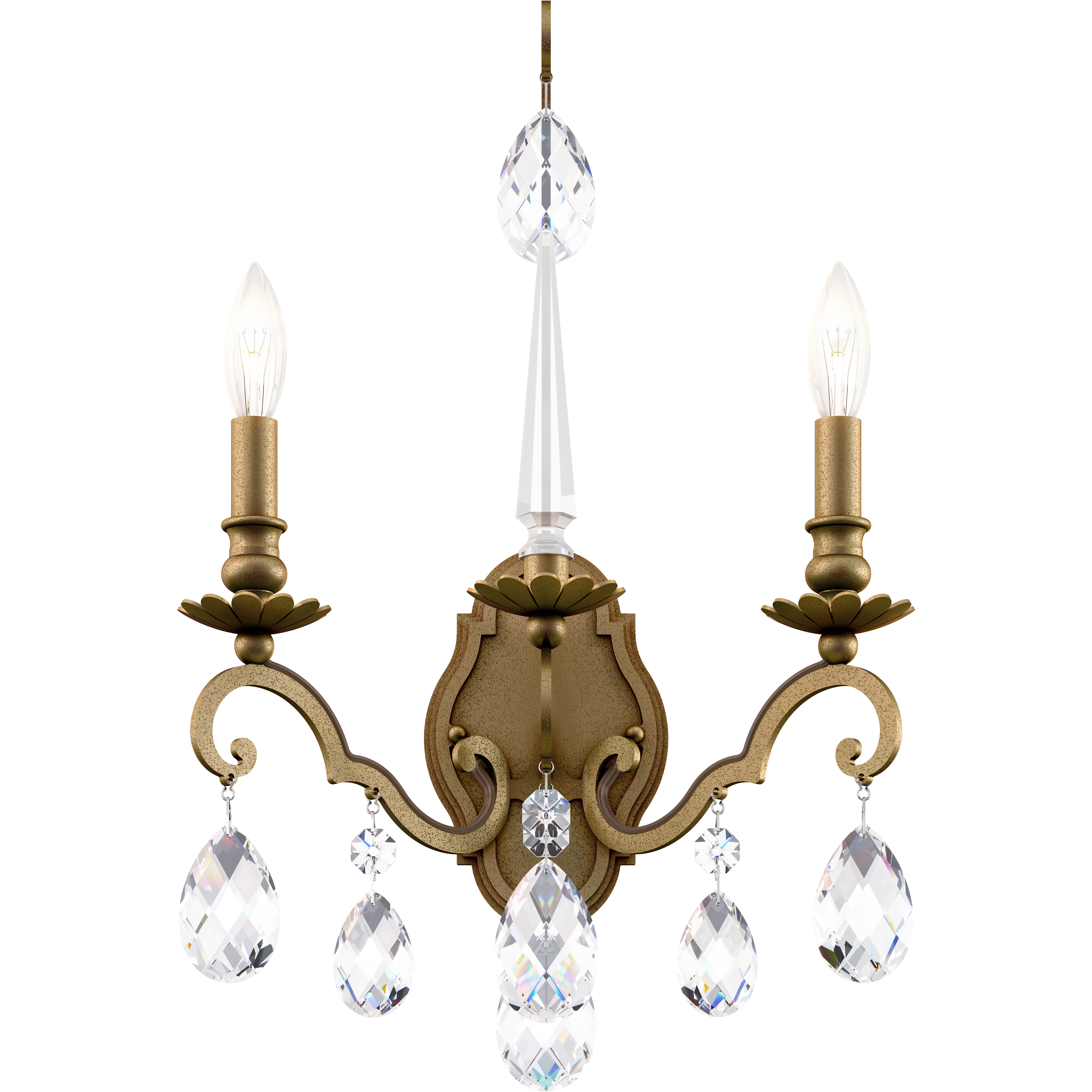 Renaissance Nouveau 2 Light 8 inch Etruscan Gold Wall Sconce Wall Light in Heirloom Silver