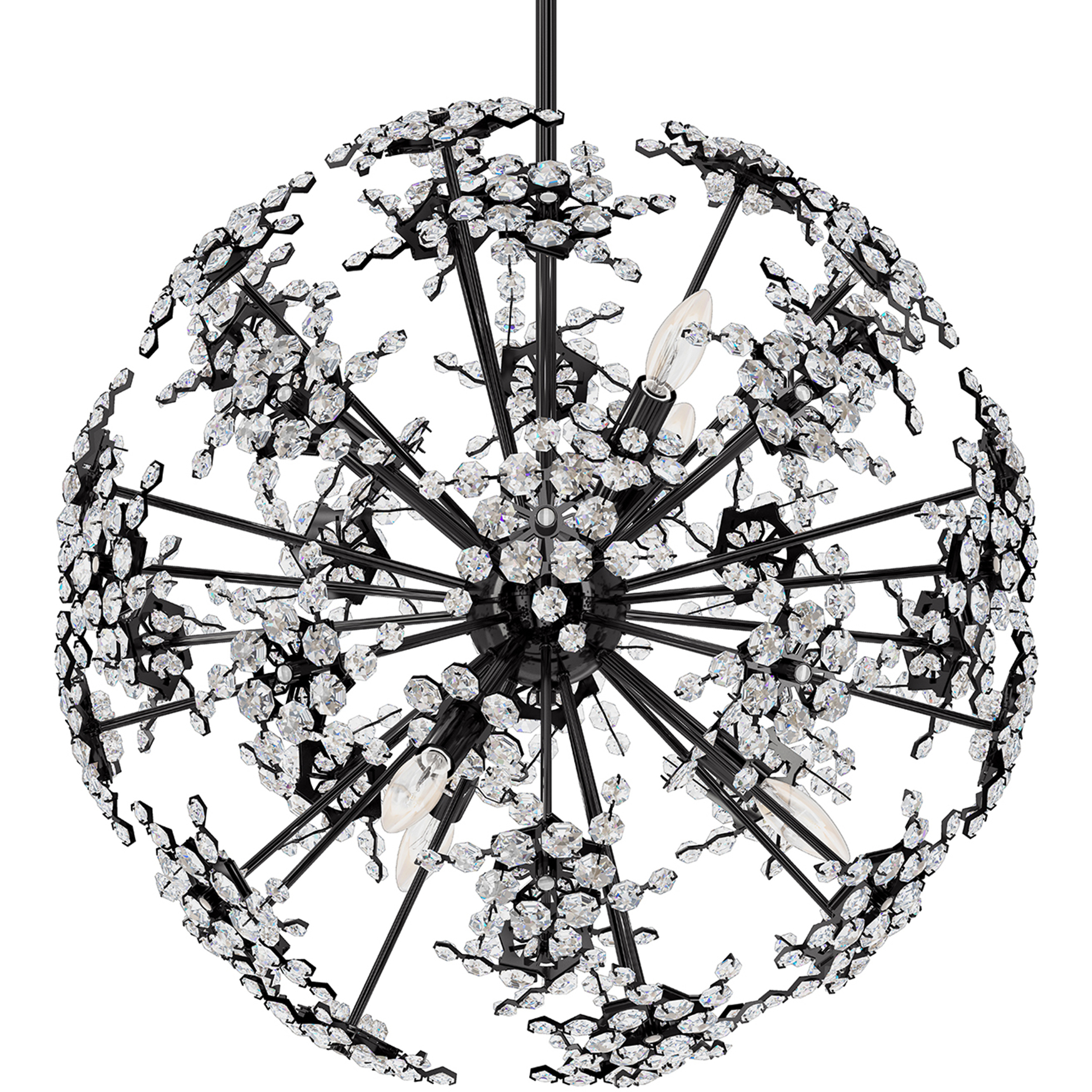 Esteracae 6 Light Jet Black Pendant Ceiling Light in Radiance