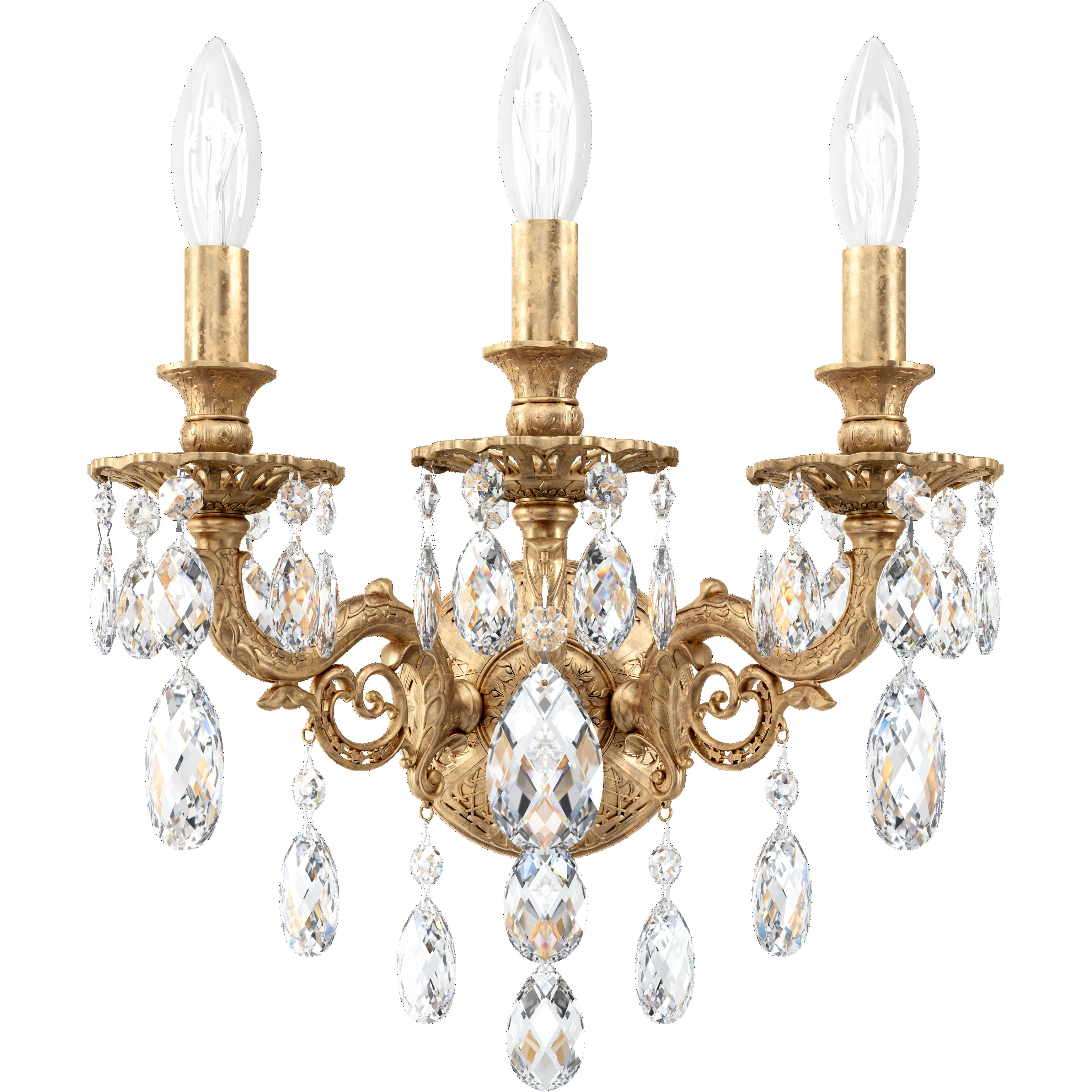 Milano 3 Light 8.5 inch French Gold Wall Sconce Wall Light in Heritage
